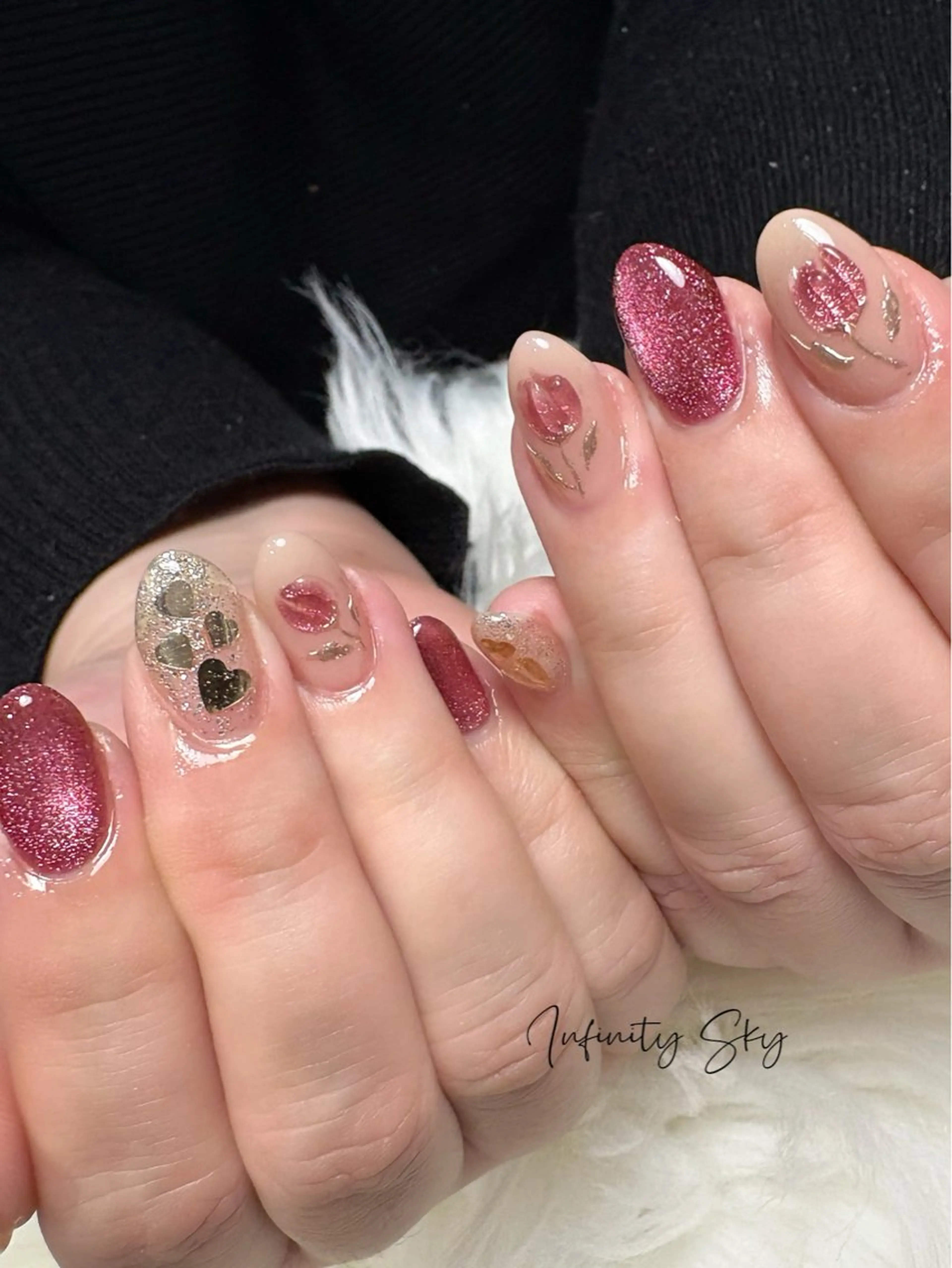 ネイル ハート 春ネイル infinity skyのネイルデザイン