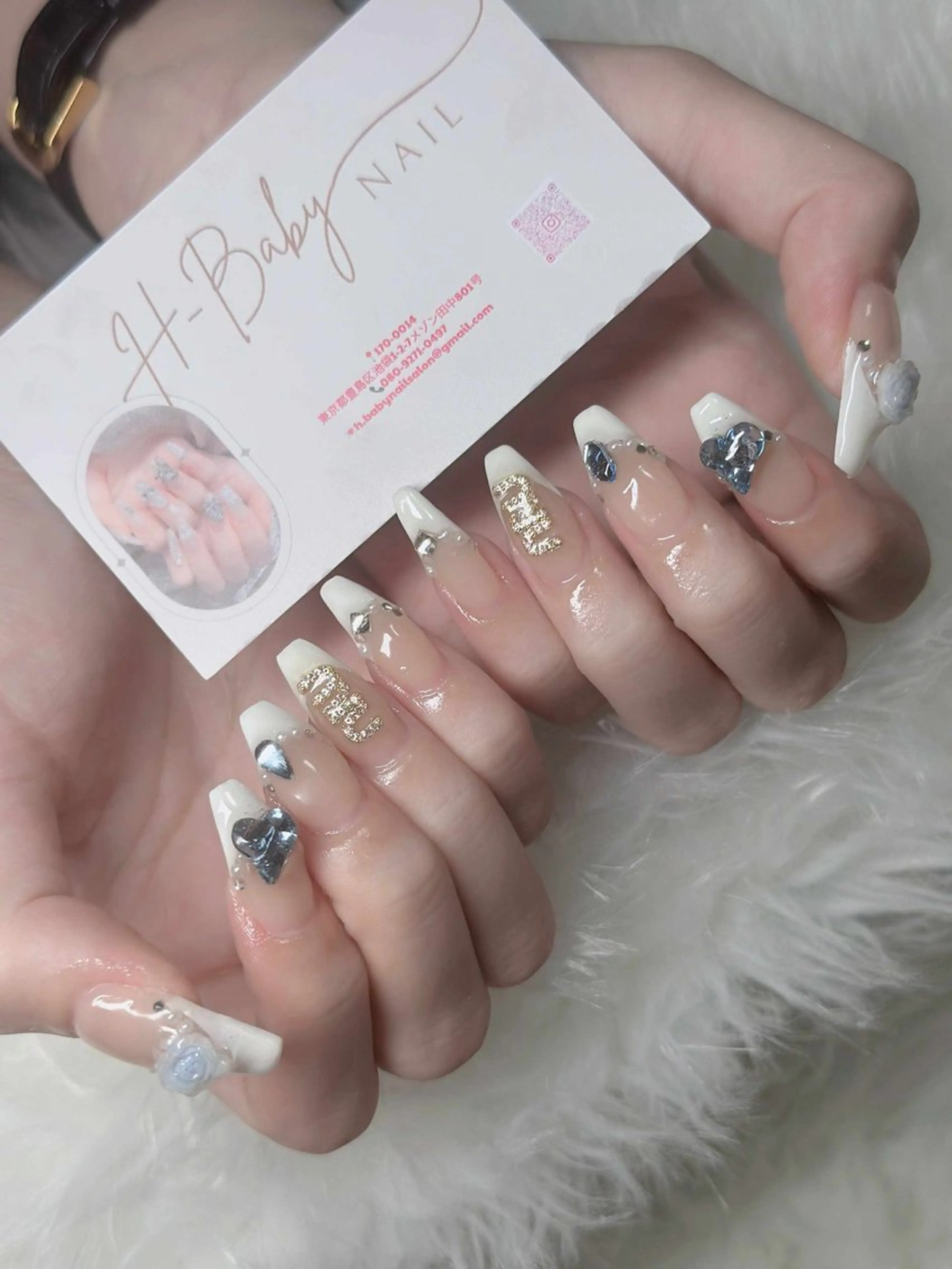 ネイル フレンチネイル ジェルネイル ガラスフレンチ ハロウィン ハート ハンドネイル H.baby Nail Salonのネイルデザイン