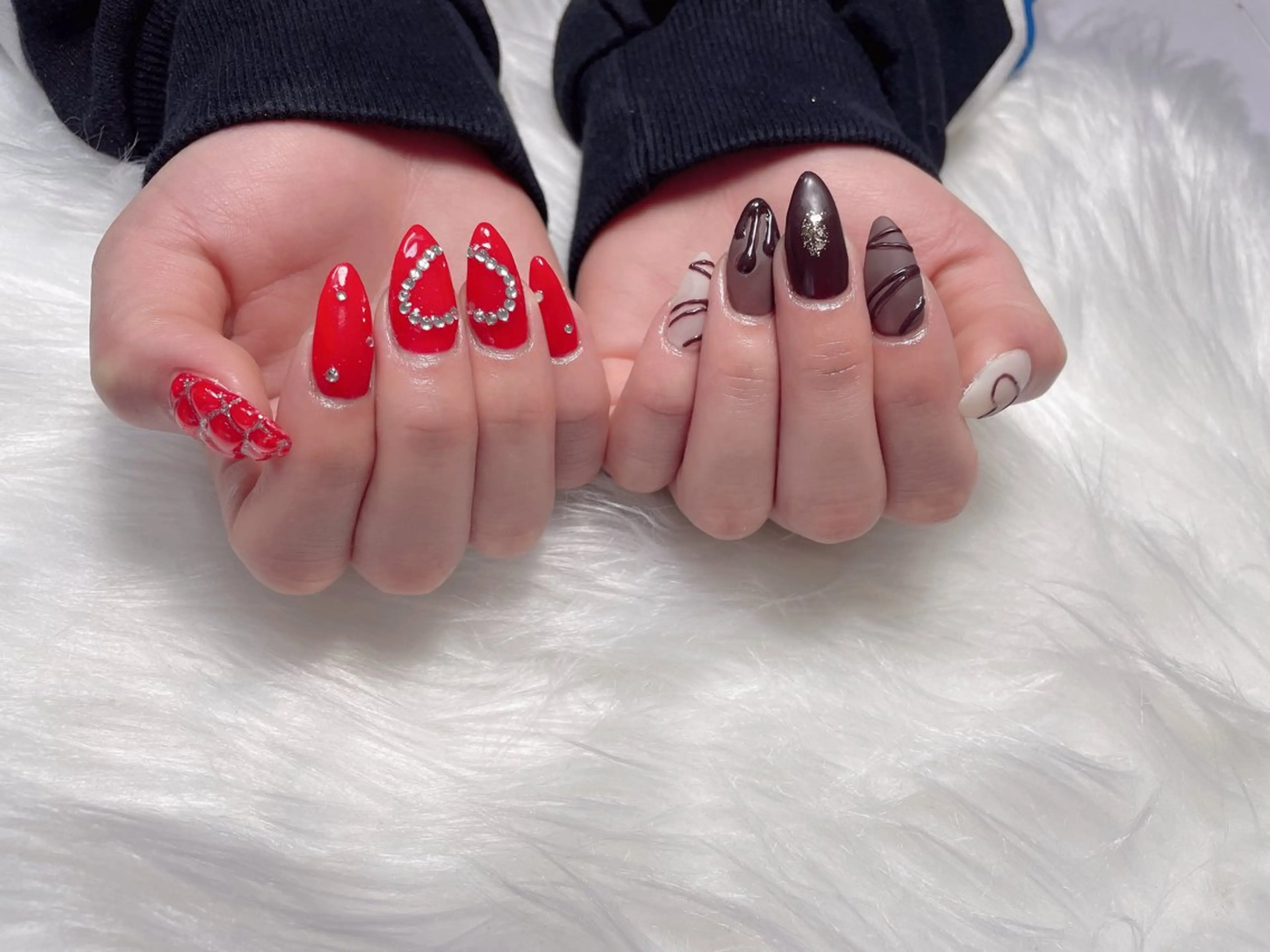 ネイル アートネイル スカルプネイル 塩梅 朱梨のネイルデザイン