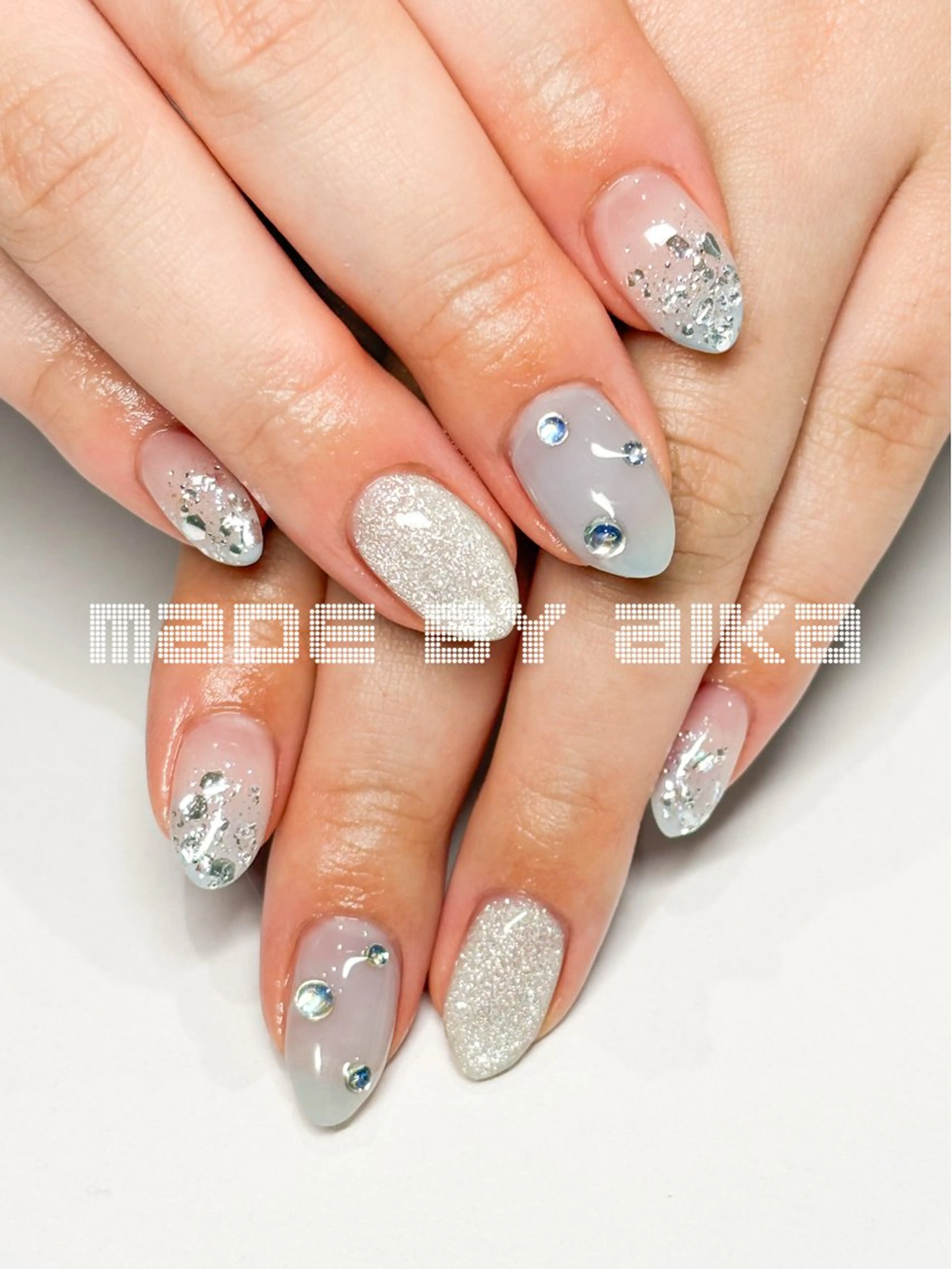 ネイル ジェルネイル ラメ(グリッター) ラメグラデーション マグネットネイル ハンドネイル ハンドケア Made By AIKAのネイルデザイン