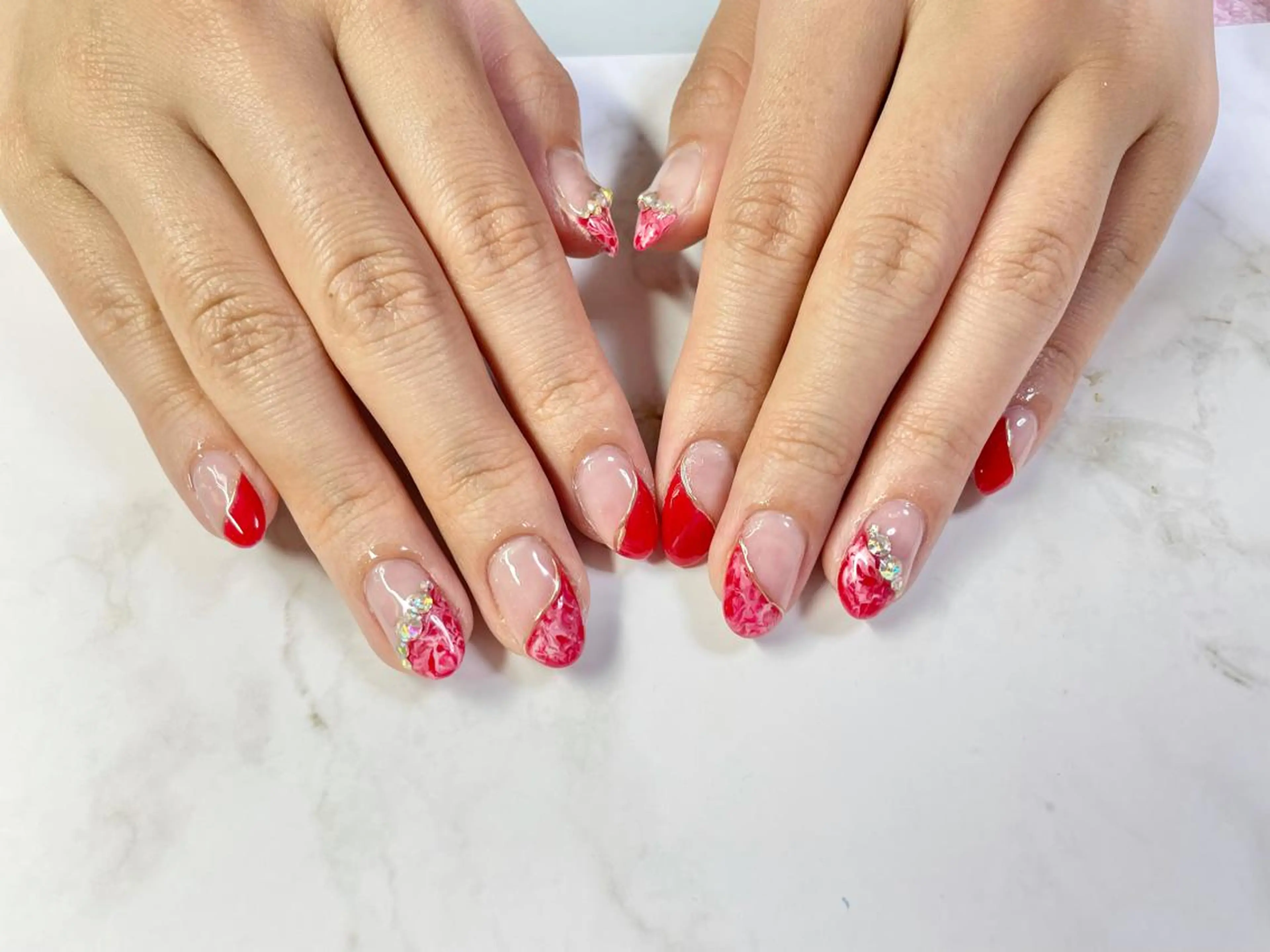 ネイル アートネイル 大理石ネイル(マーブル) ミラーネイル ぷっくりネイル Y's nailのネイルデザイン