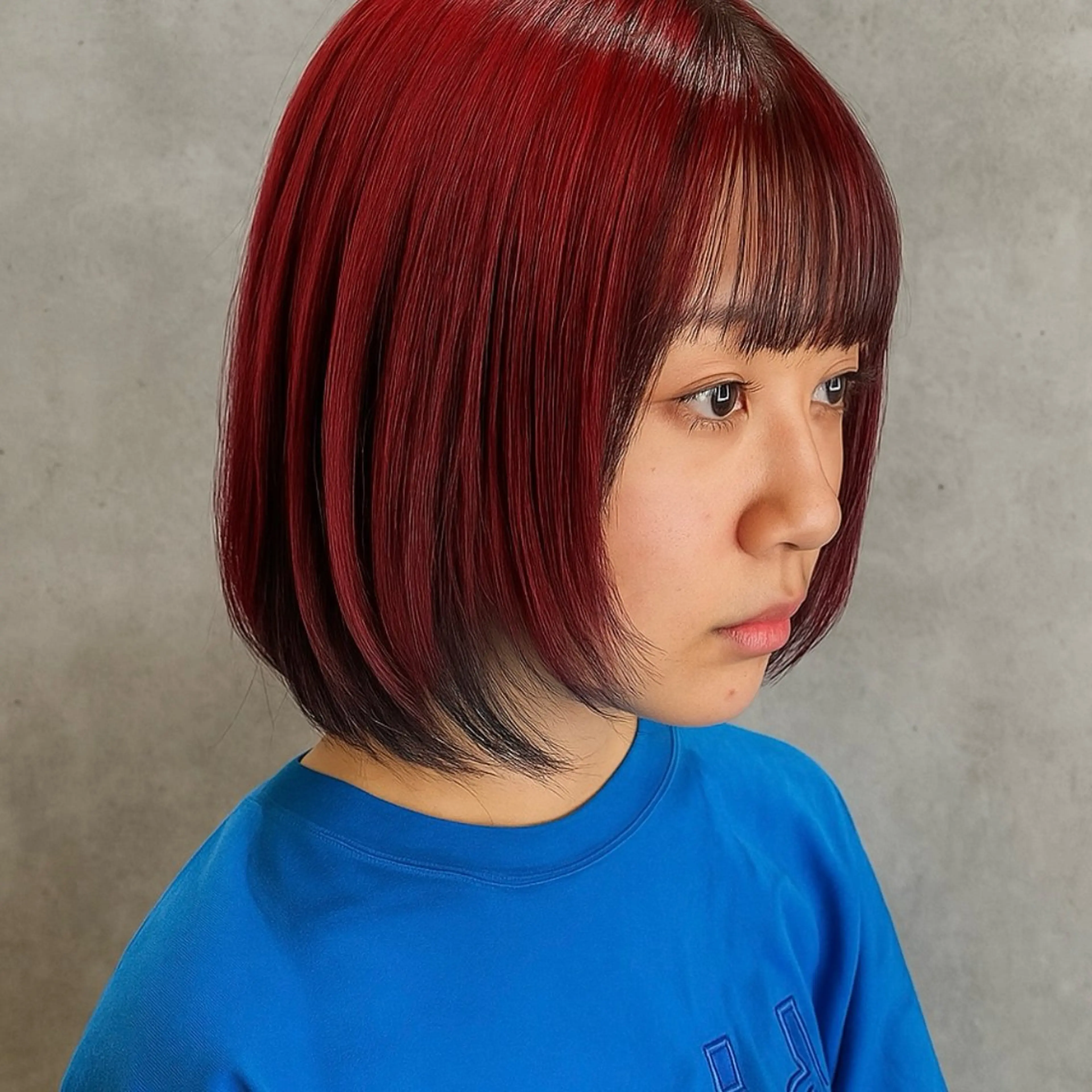 ショート カラー ボブレイヤー レッドカラー ボブ 顔周りカット レイヤーカット ヘアカラー 【nui 茨木】 🫧清水優🫧のヘアスタイル