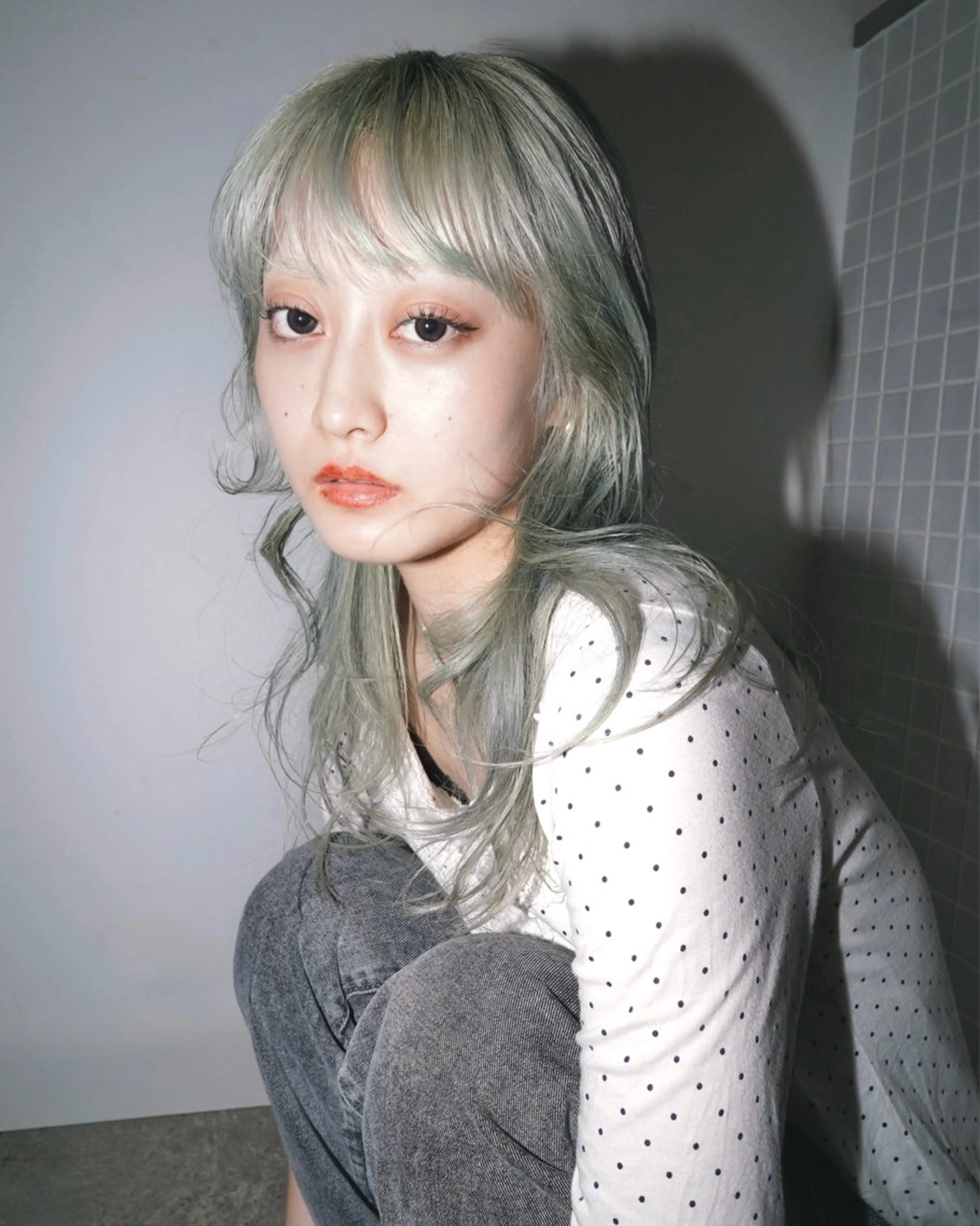 セミロング カラー ウルフカット デザイン/ブリーチ Kaito🐩/栄のヘアスタイル