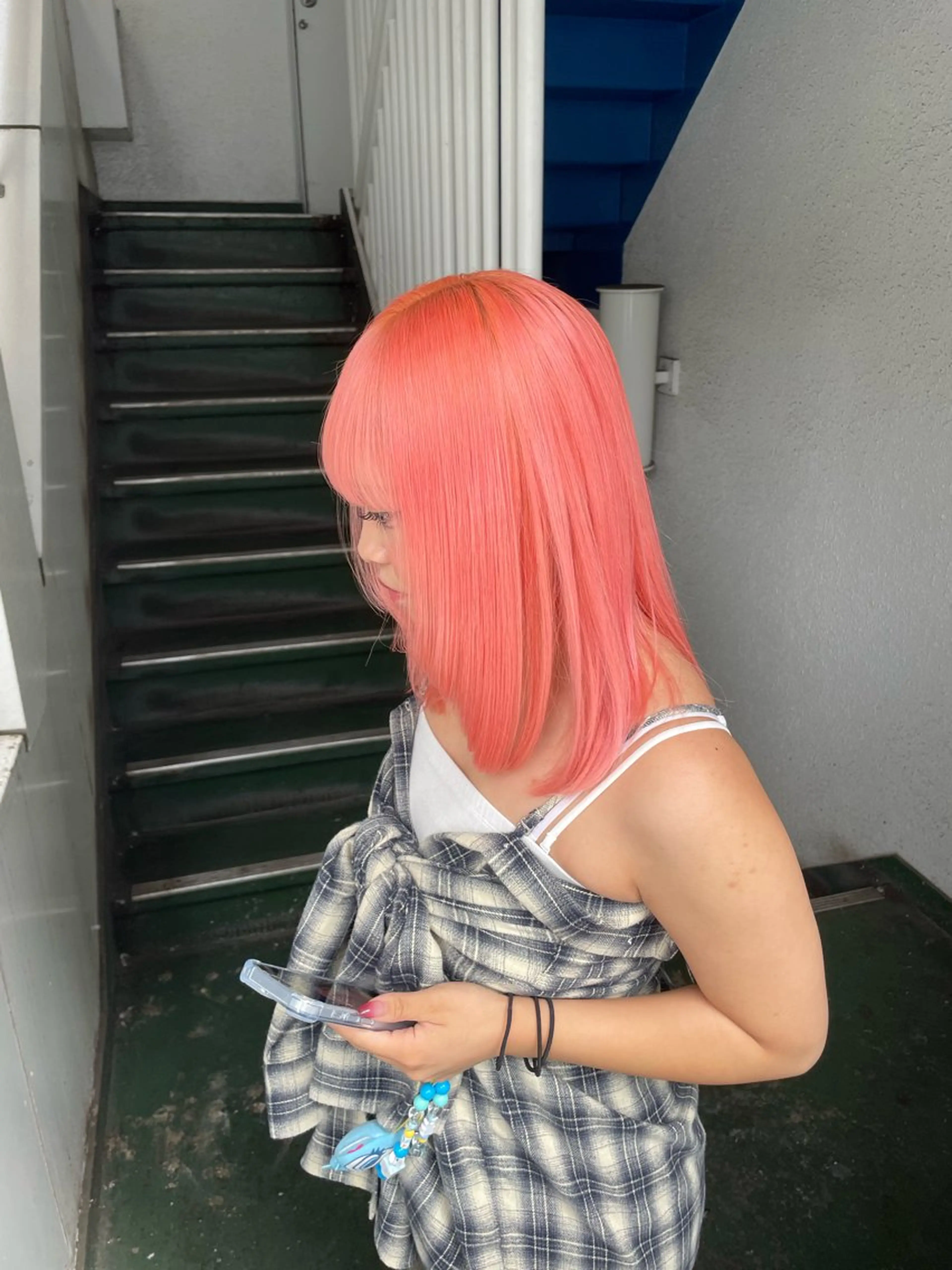 カラー オレンジ ヘアカラー トリートメント ハイトーン/レイヤー 🌸さくらのヘアスタイル