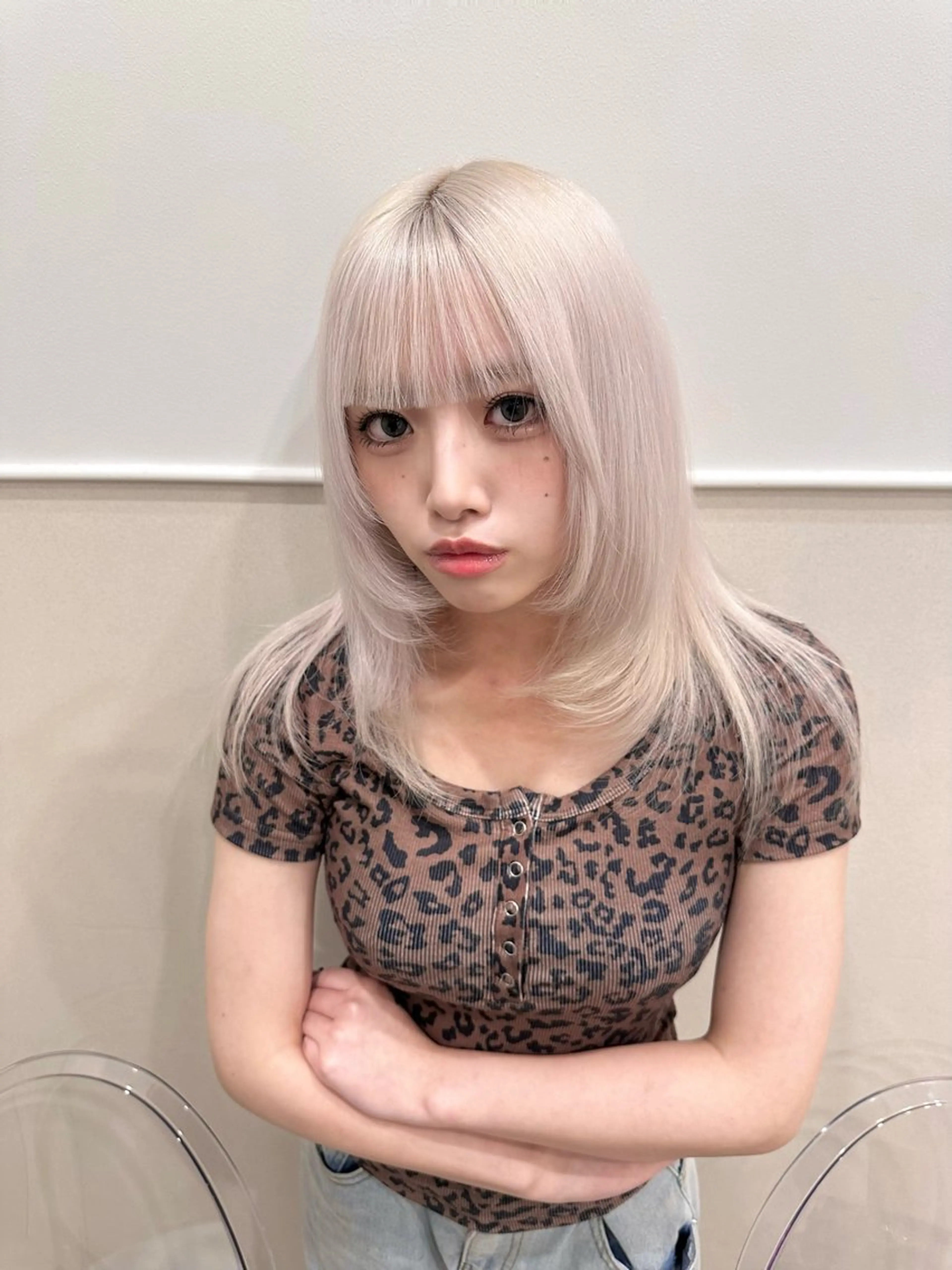 ミディアム カラー ブリーチ ハイトーンカラー ハイトーン/ 縮毛矯正のヘアスタイル