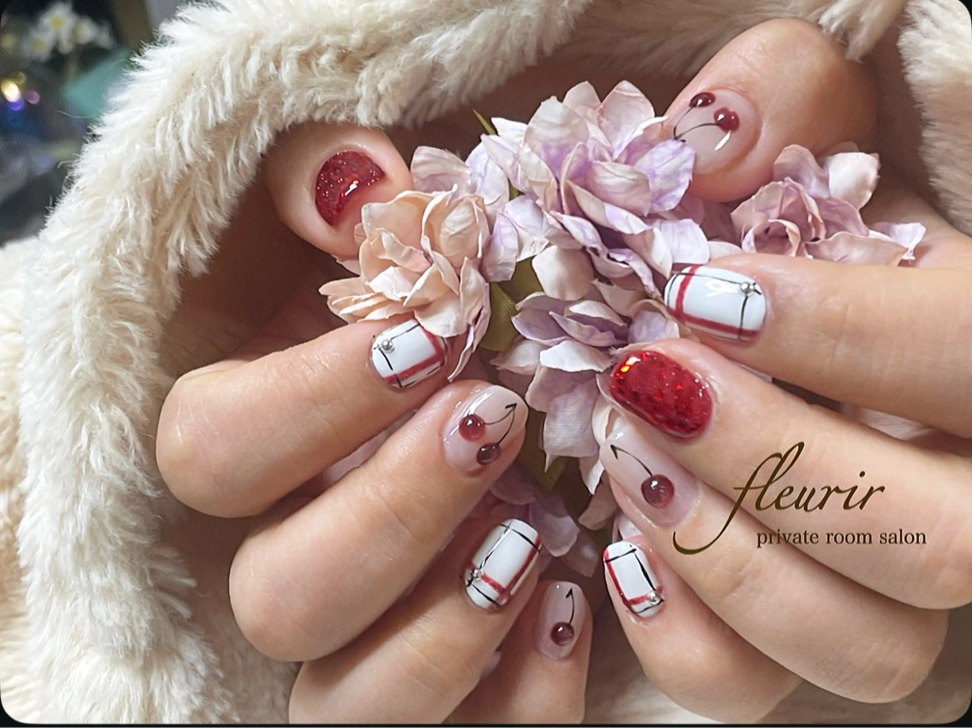 ネイル ガーリー ハンドネイル フルリール 【プライベートサロンのネイルデザイン