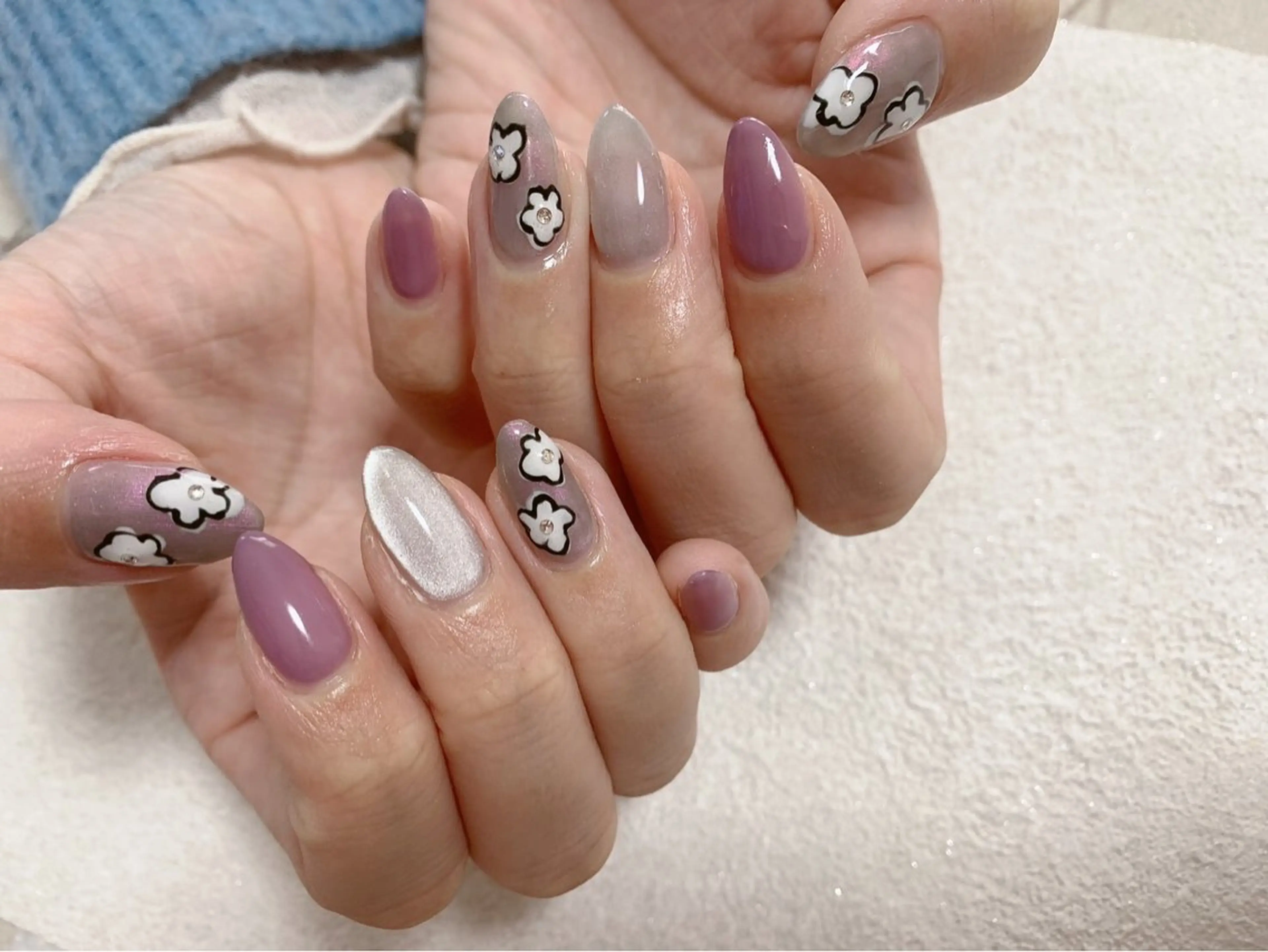 ネイル オーロラネイル フットネイル フレンチネイル ジェルネイル 韓国ネイル ハンドネイル kiki nail 二子玉川のネイルデザイン