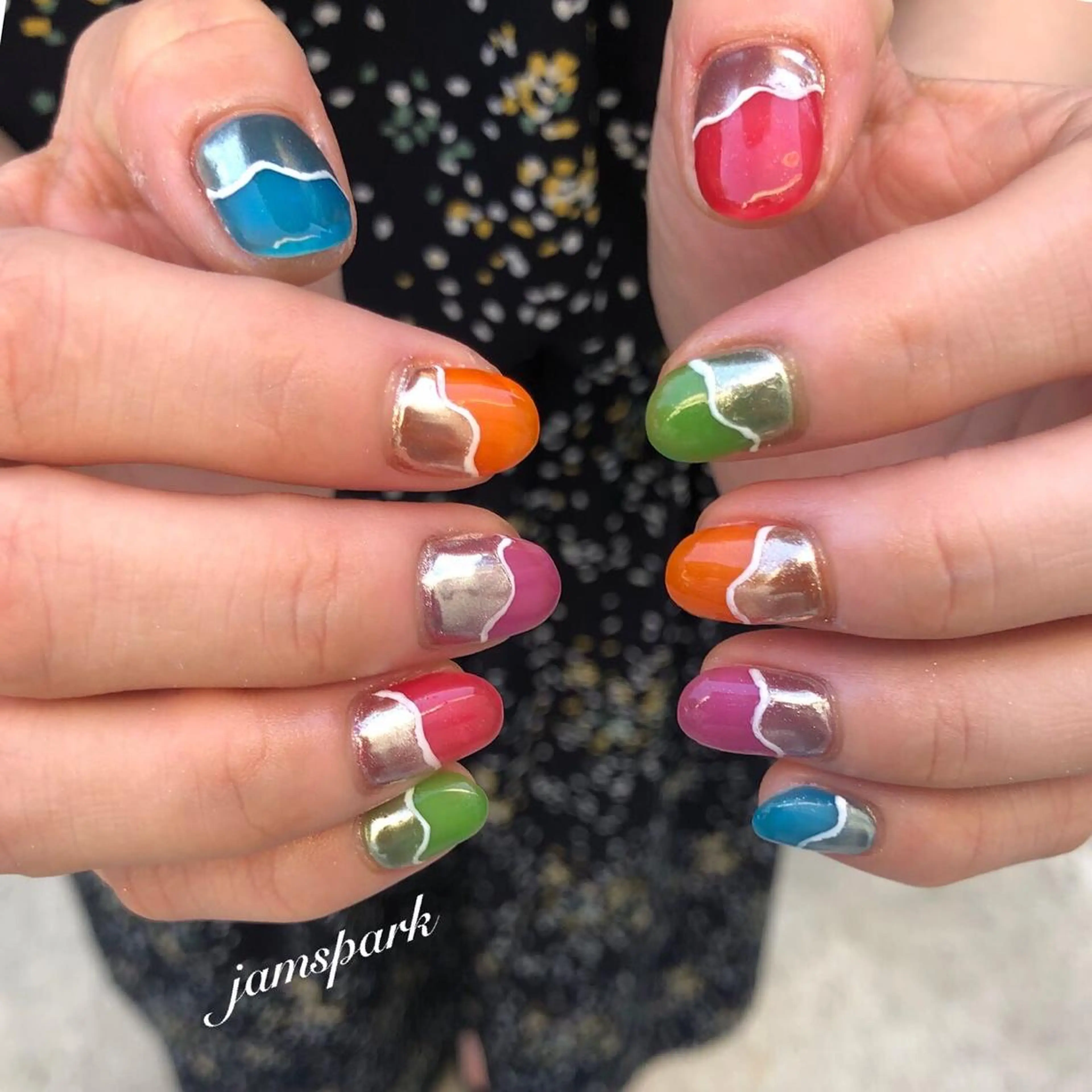 ネイル クリアネイル ジェルネイル ミラーネイル 夏ネイル ハンドネイル jamspark ✨のネイルデザイン