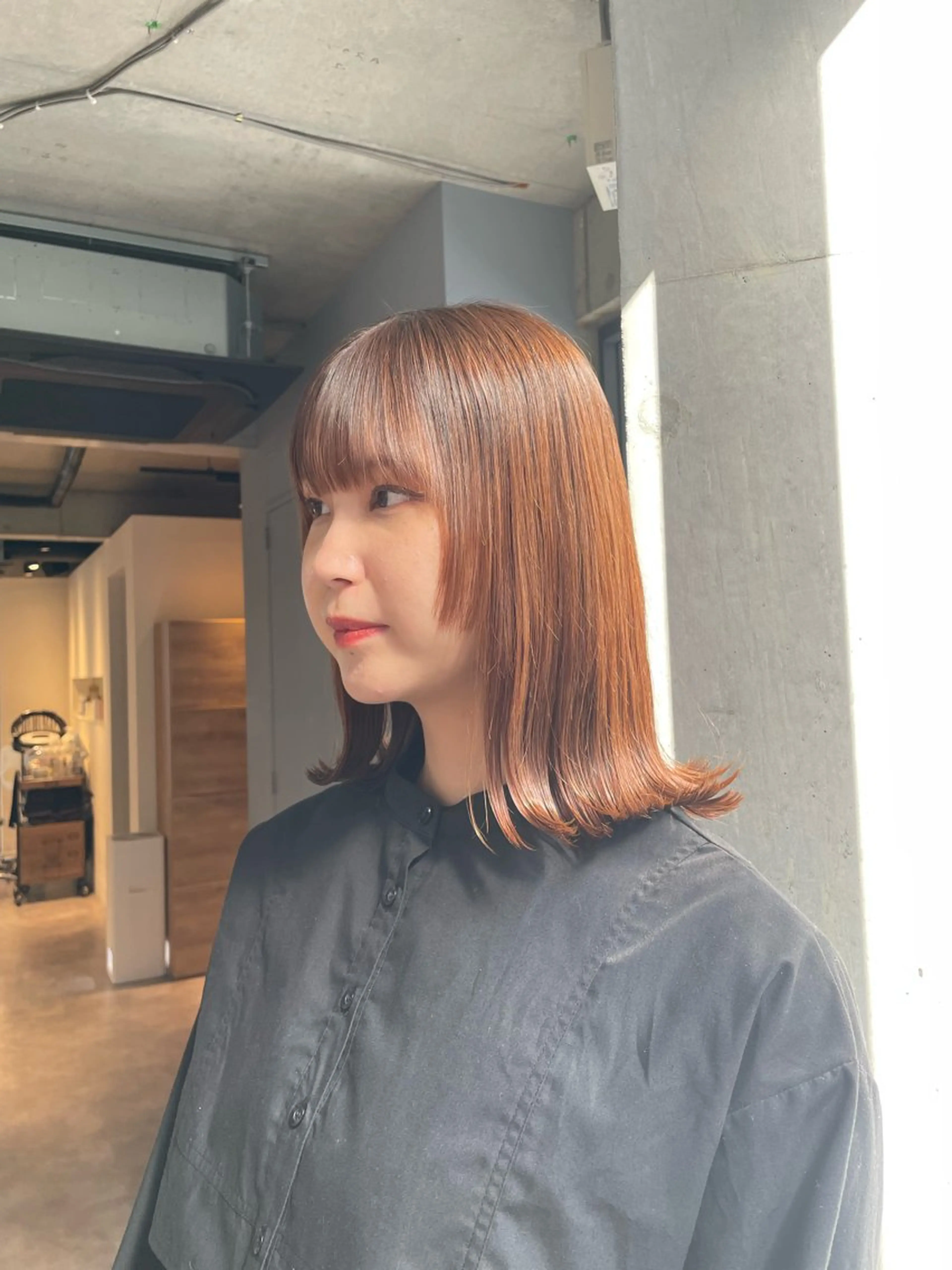 ミディアム 顔周りカット 葉月/ボブ/ 透明感カラー／中目黒のヘアスタイル