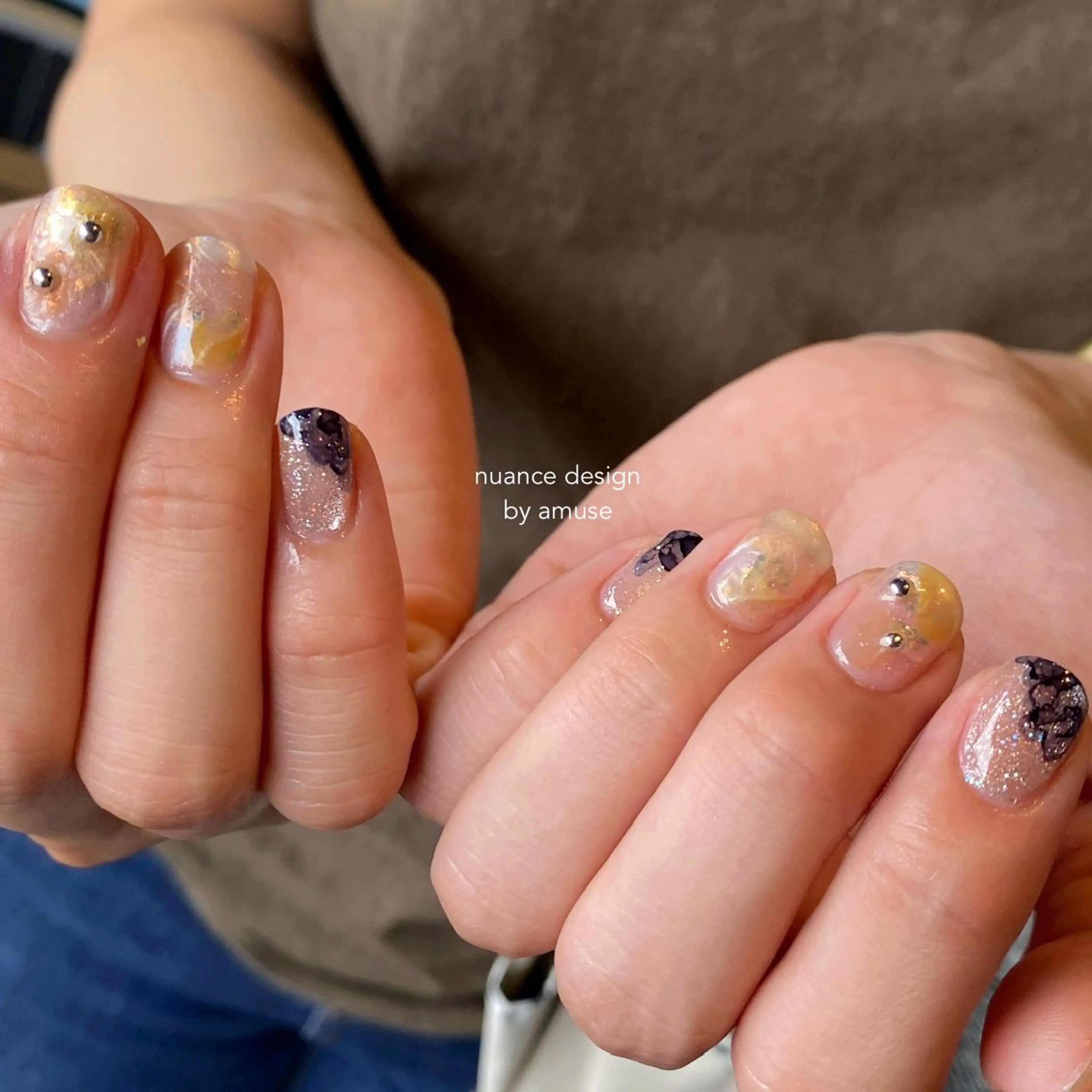 ネイル マグネットネイル ニュアンスネイル ハンドネイル amuse 手書きニュアンスのネイルデザイン