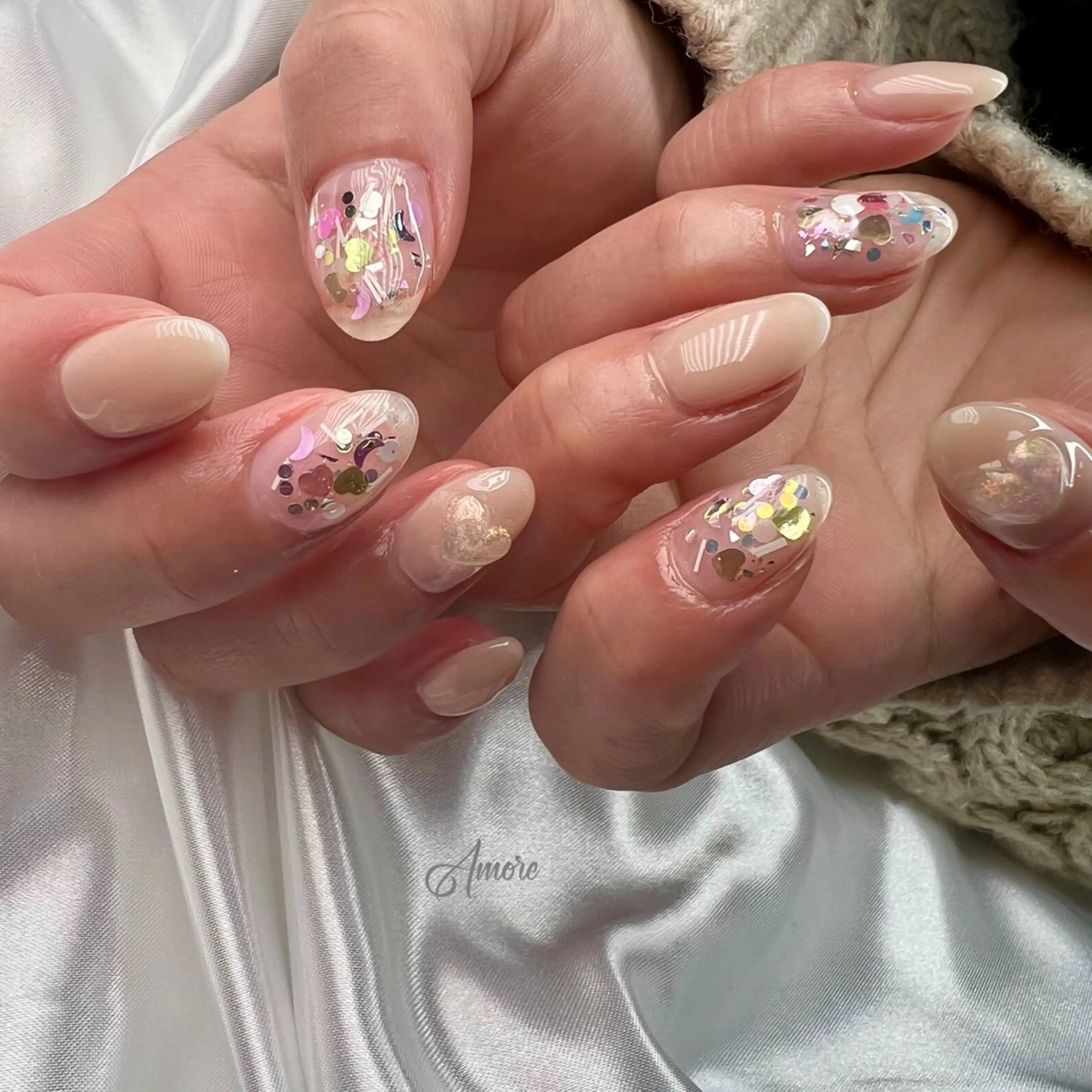 ネイル ジェルネイル キラキラネイル 韓国ネイル パラジェル 冬ネイル You kyehwaのネイルデザイン