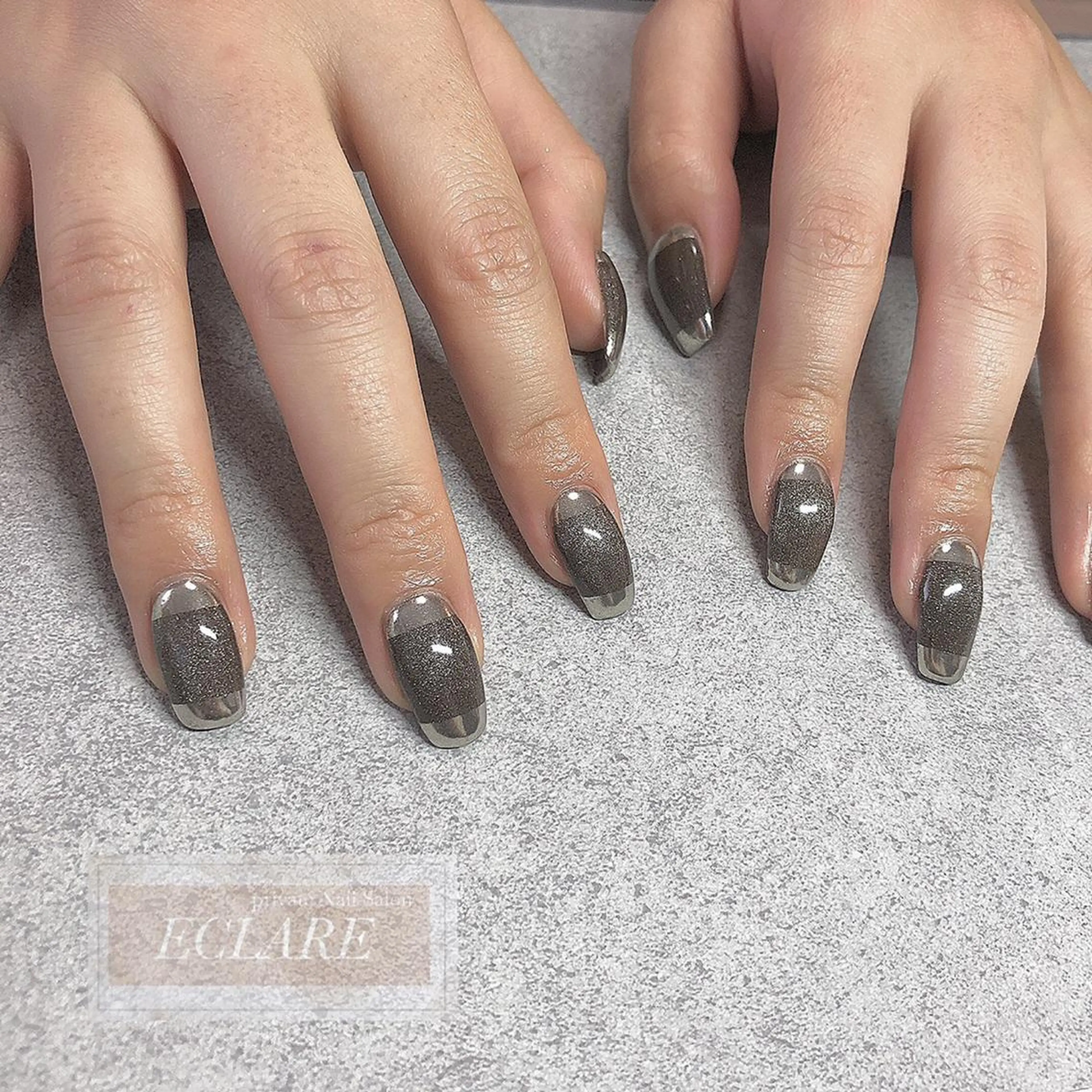 ネイル アートネイル ブラウン フットネイル フレンチネイル ジェルネイル ハンドネイル Nail Salon ECLAREのネイルデザイン