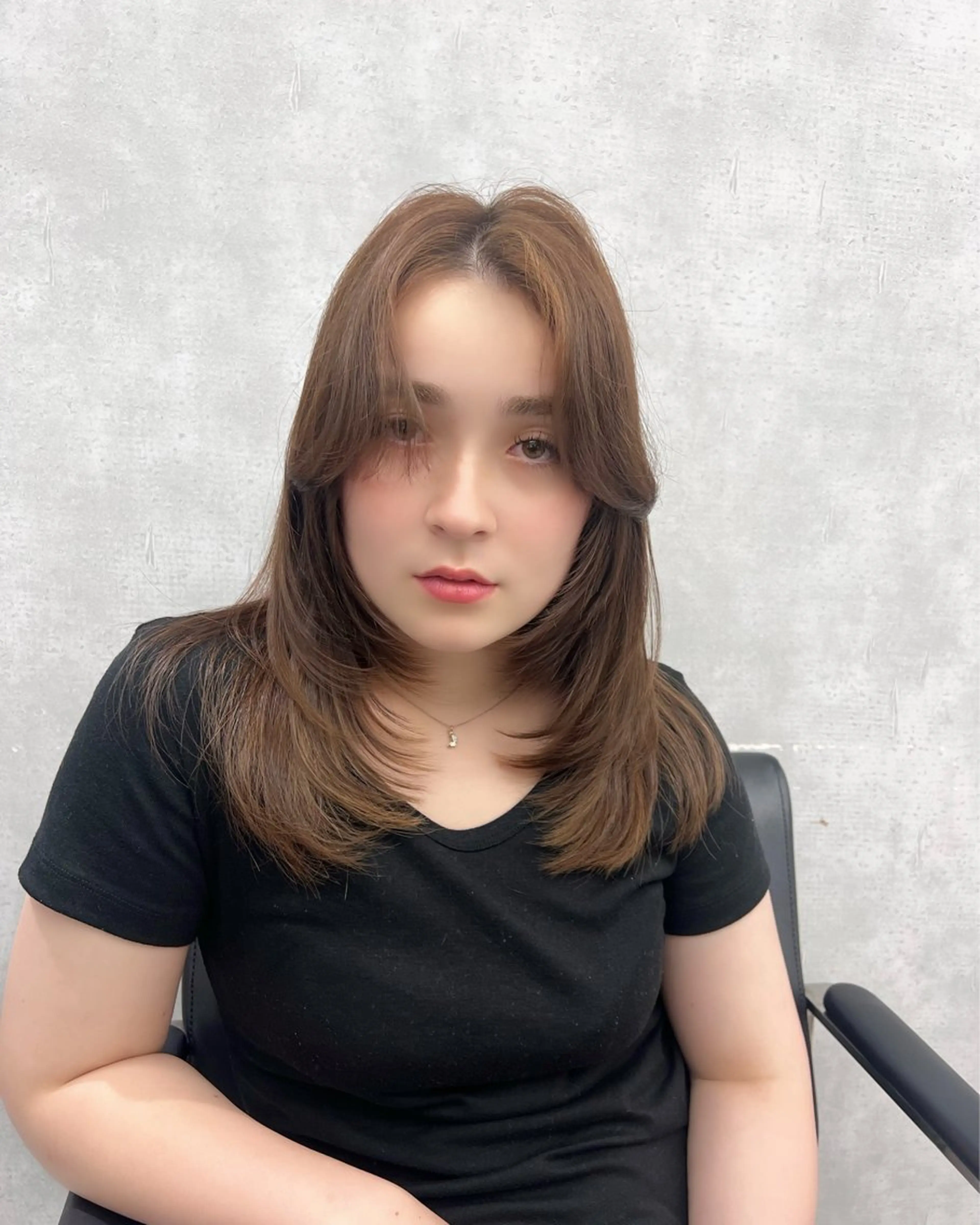 セミロング カラー 顔まわりレイヤー 韓国風ヘア レイヤーカット ウルフカット ウルフレイヤー レイヤー/艶カラー /韓国ヘア/高松のヘアスタイル