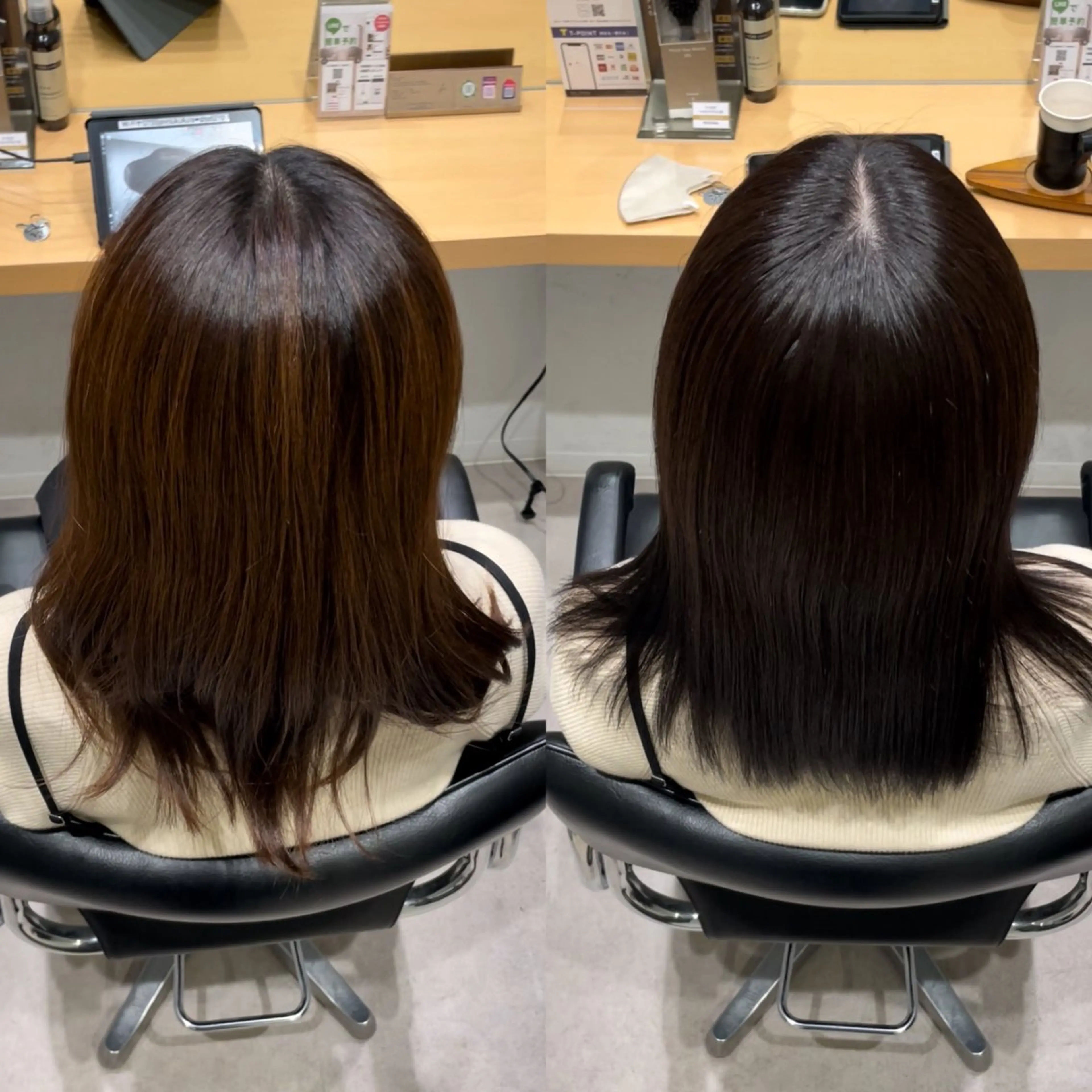 セミロング カラー アディクシーカラー 透明感カラー エドルカラー グレージュ トリートメント 髪質改善ヘアケア 艶髪特化/上田のヘアスタイル