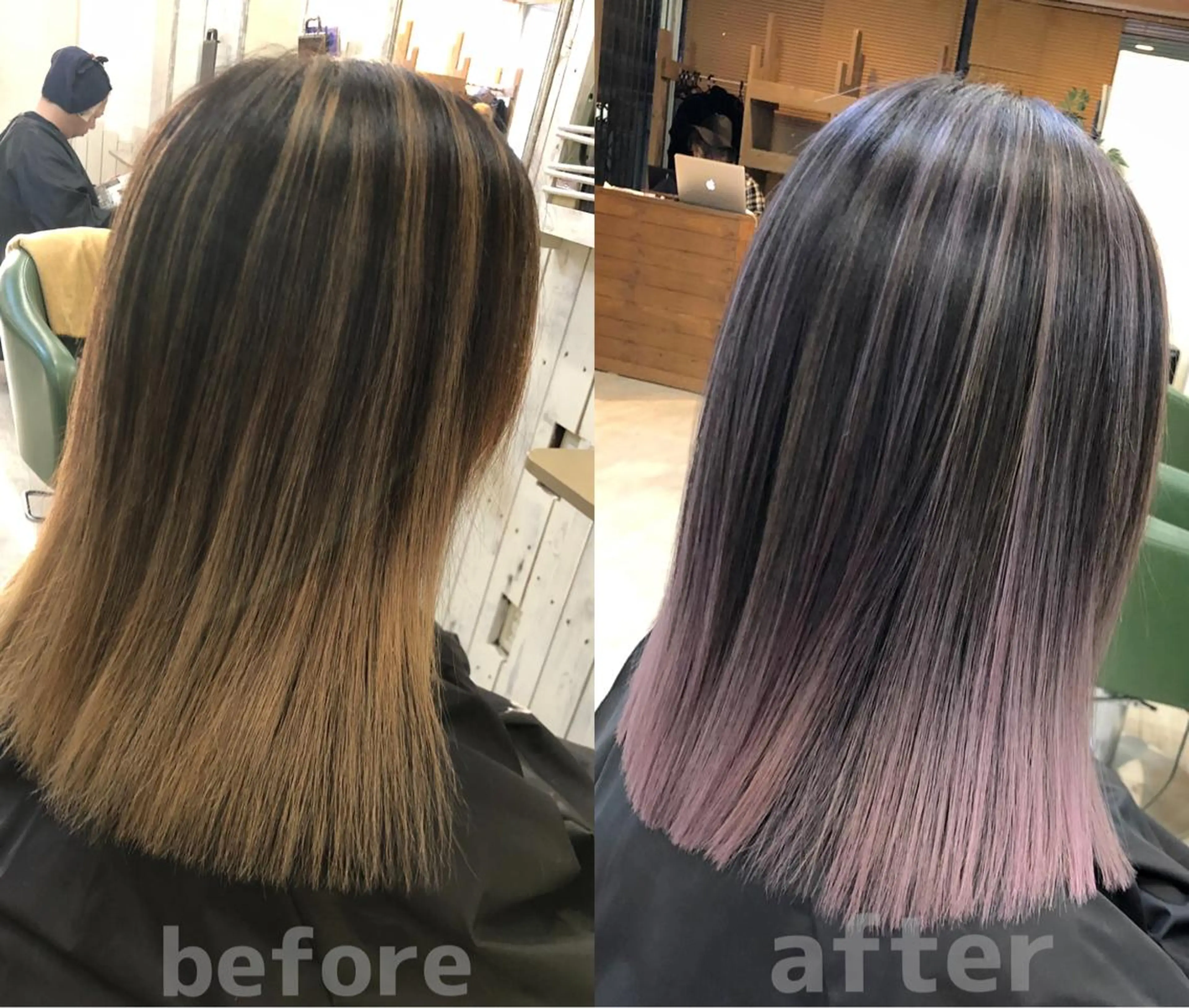 ミディアム カット ヘアカラー 韓国レイヤー外国人風 透明感カラー髪質改善のヘアスタイル