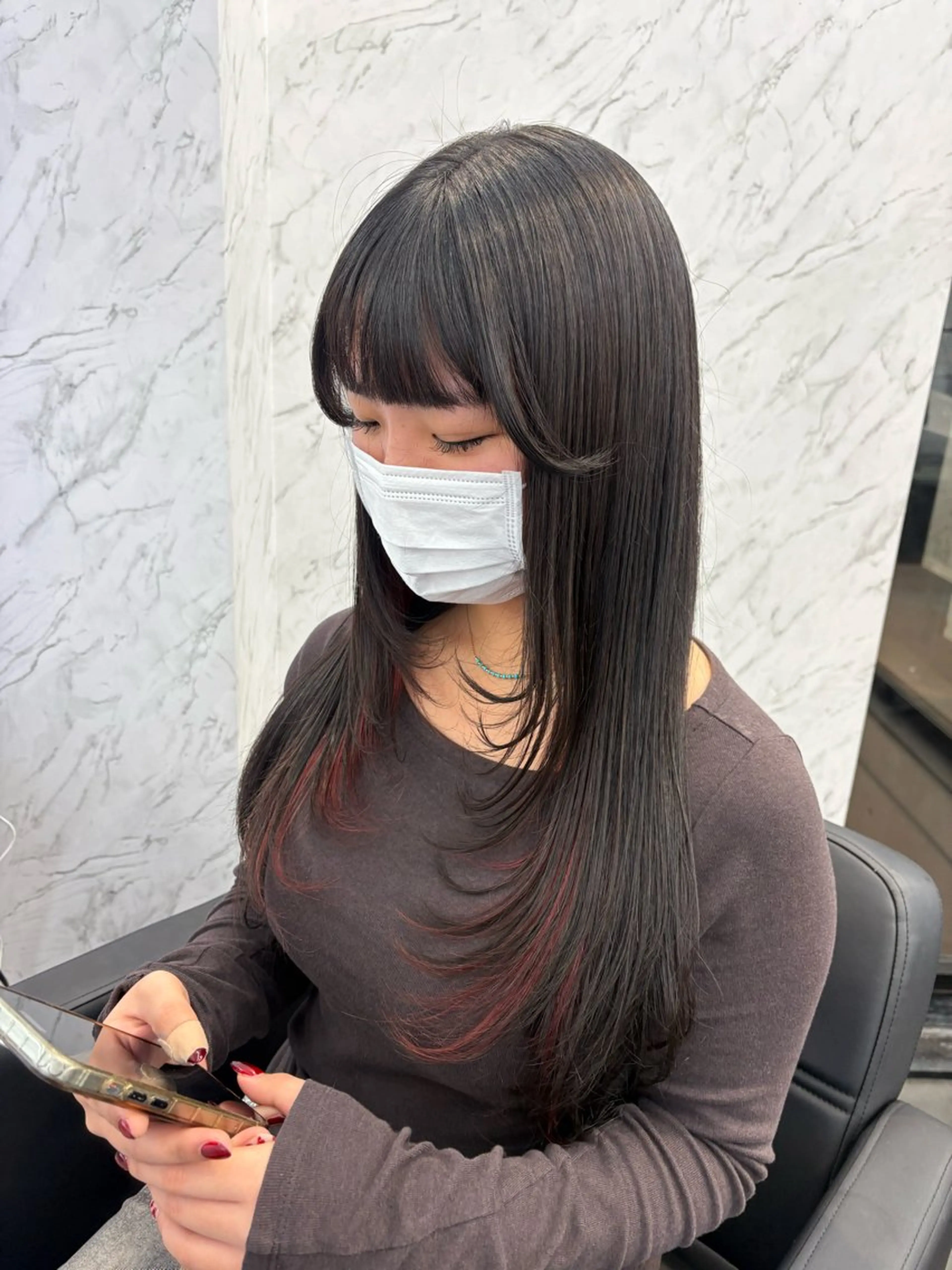 ロング カラー レイヤーカット カット ヘアカラー hair salon dot. mooda 韓国風サロン 町田店所属・韓国風ヘア🎀🩶 /♡𝓝𝓸𝓪♡のヘアスタイル