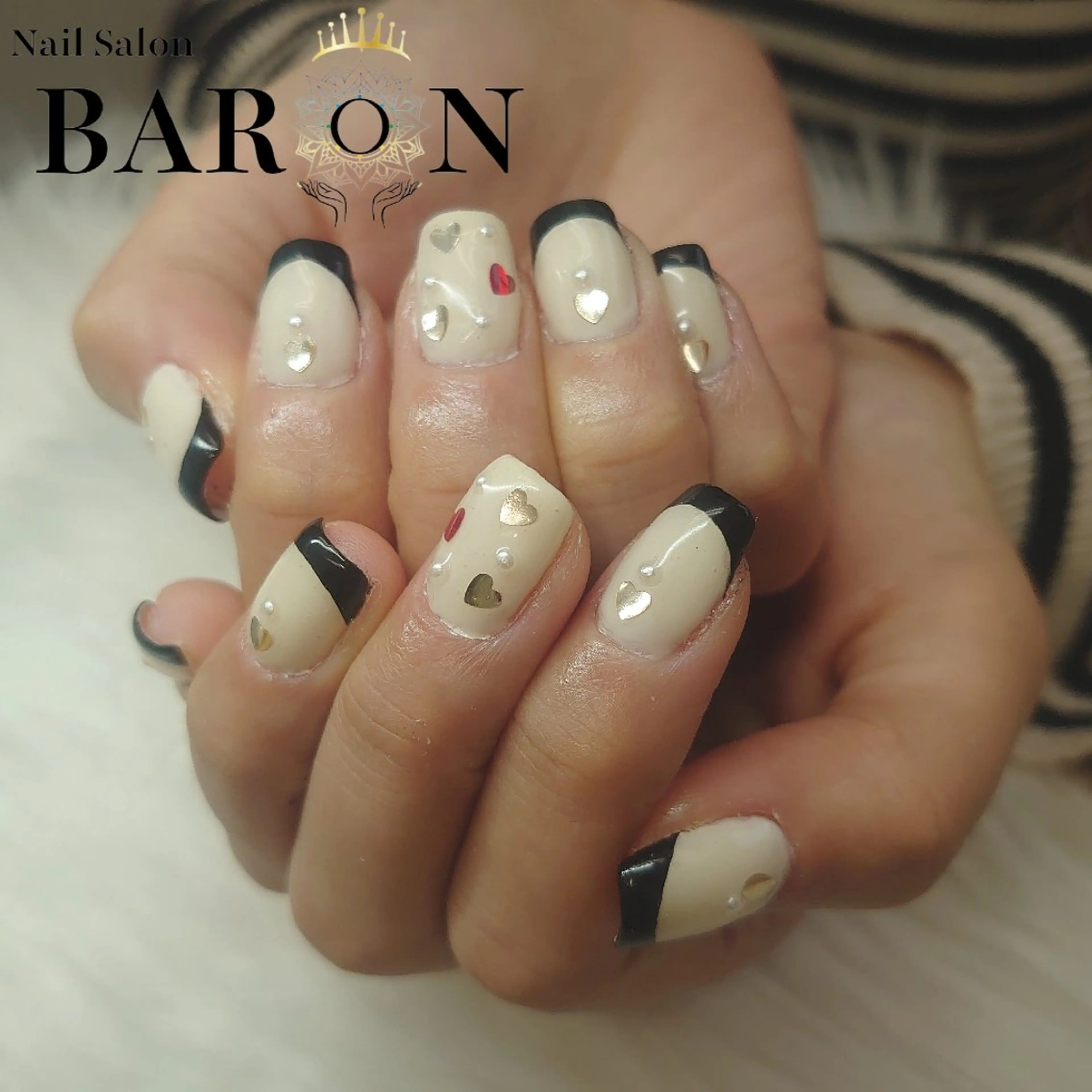ネイル フレンチネイル ハート ♛BARON♛ AOIのネイルデザイン
