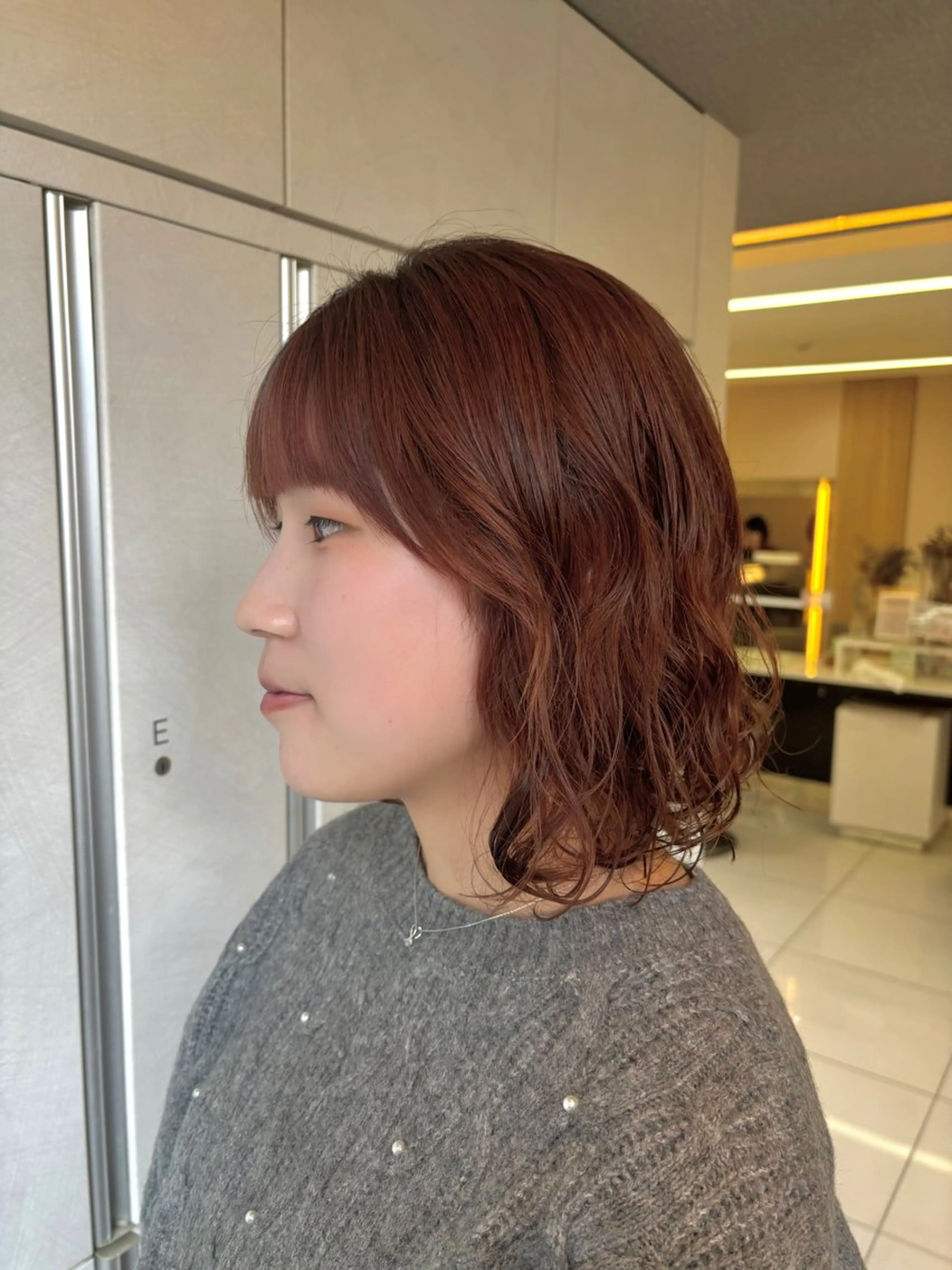 ミディアム パーマ カット パーマ レイヤーカット/ボブ /nene🍥⋆*のヘアスタイル