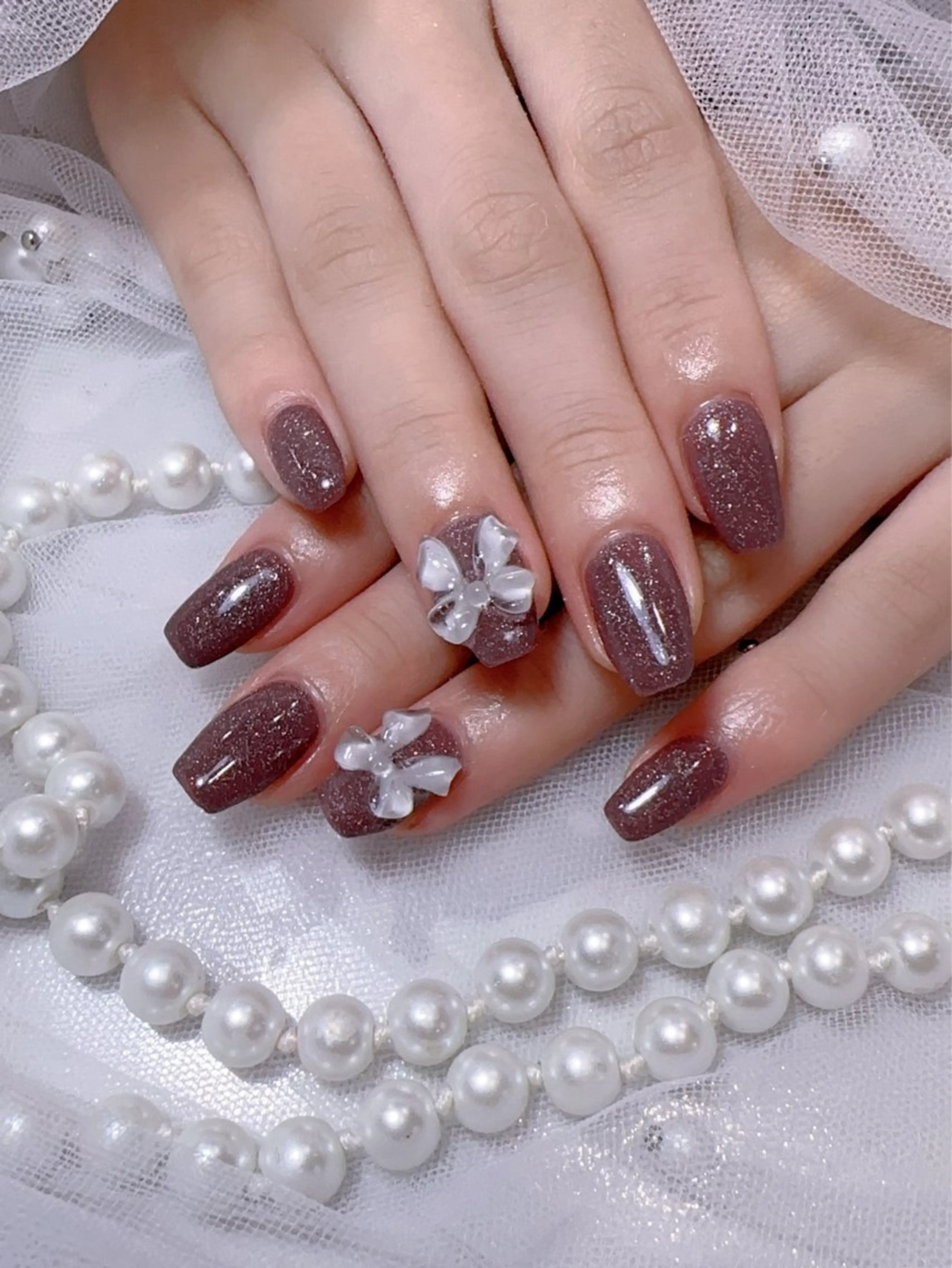 ネイル アートネイル フラッシュネイル フレンチネイル ジェルネイル ガラスフレンチ ハンドネイル You&Me Miyuのネイルデザイン