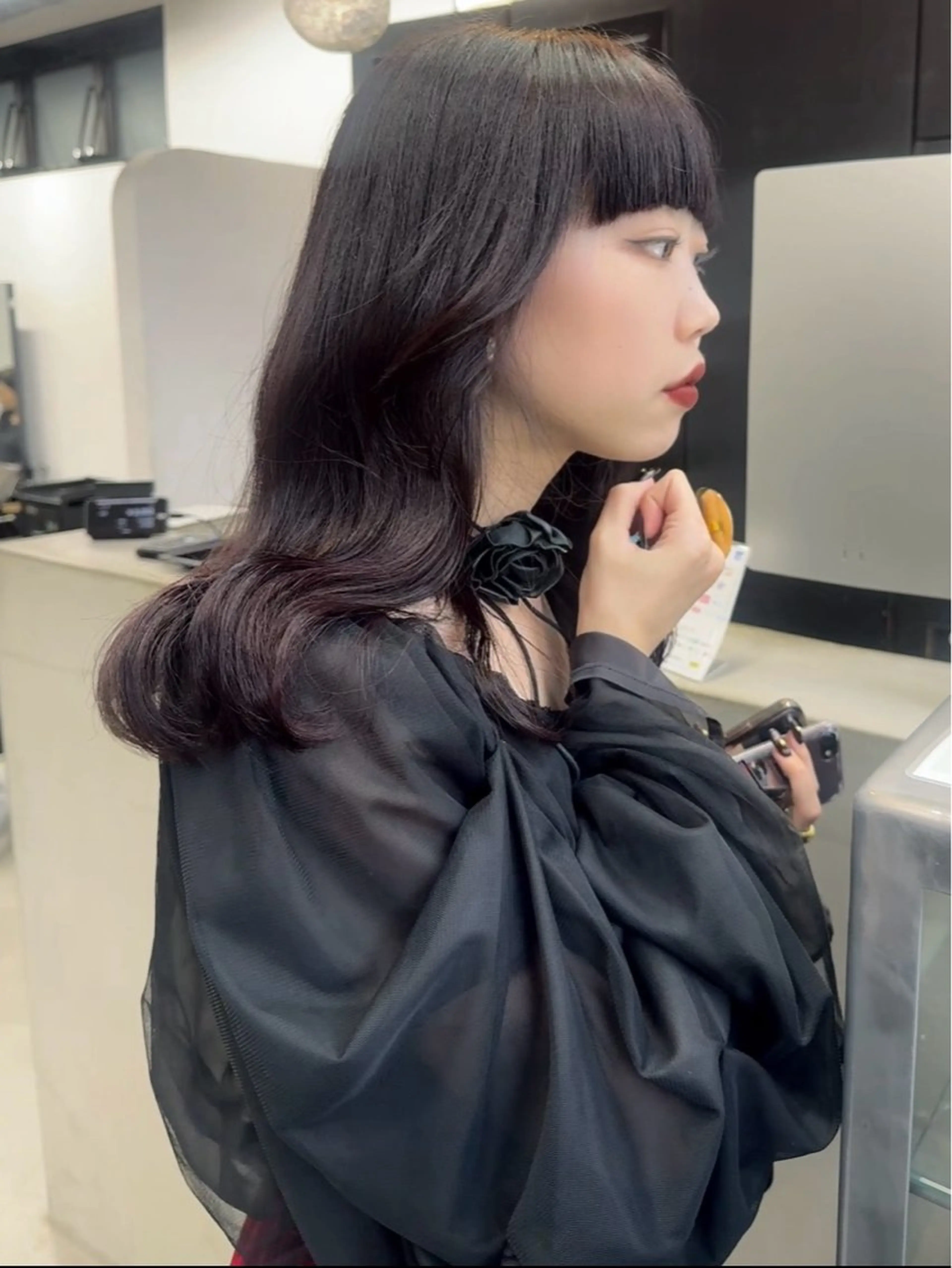 ミディアム カラー ヘアカラー トリートメント Rico / bob/グレージュのヘアスタイル