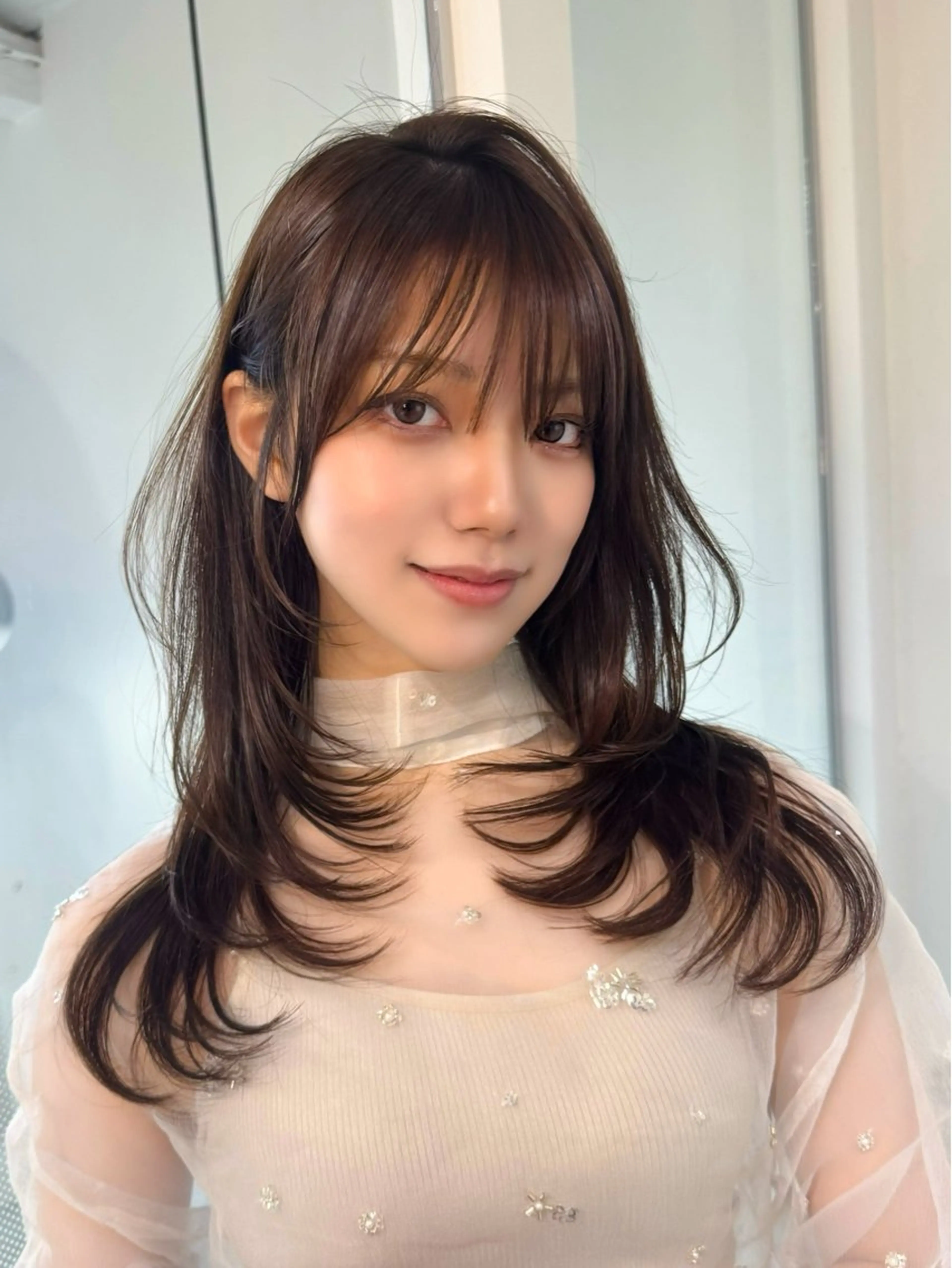 セミロング レイヤーカット ボブ/縮毛矯正 虎白のヘアスタイル