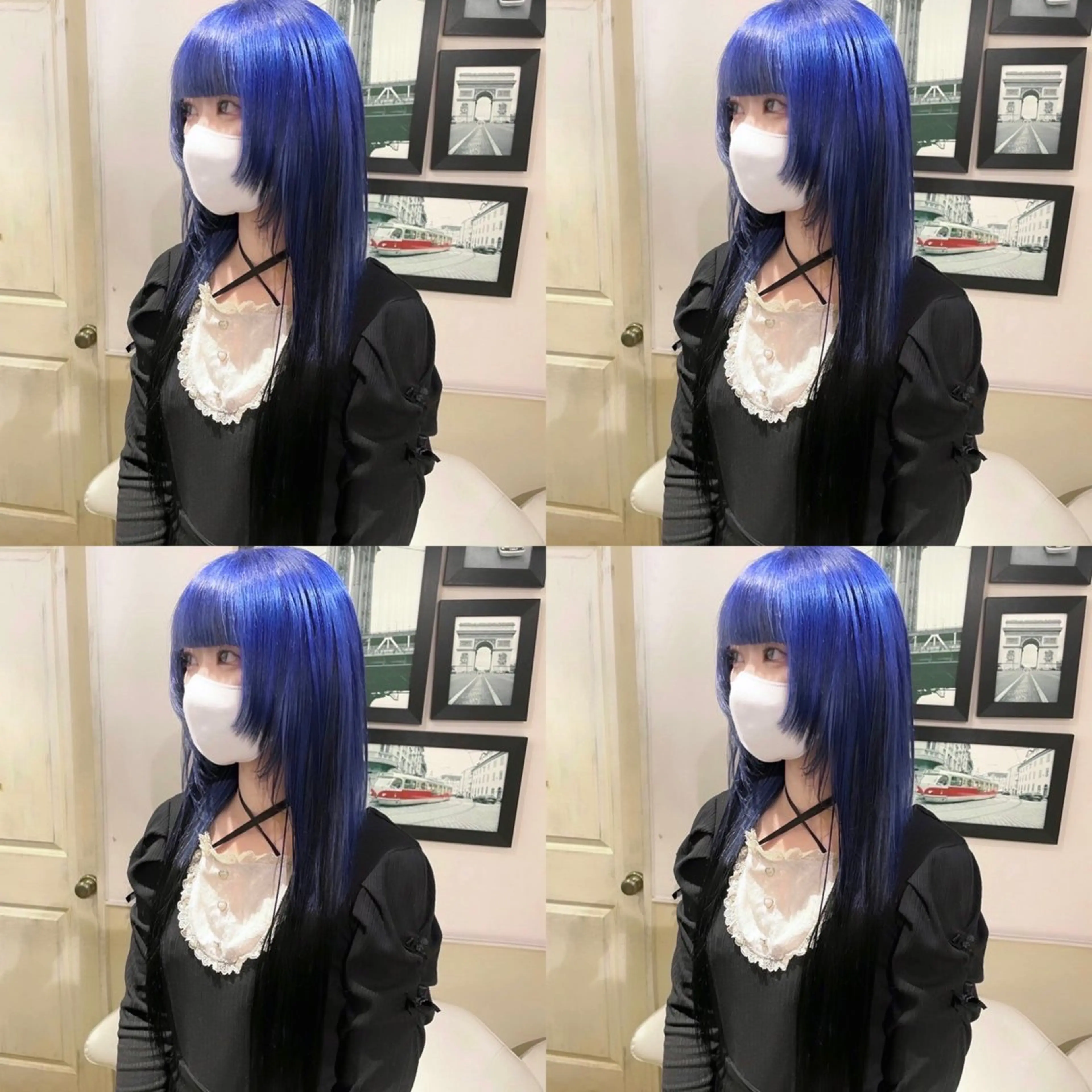 ロング カラー 黒髪 ブルーカラー エクステ 🌟トップデザイナー 高橋🌟のヘアスタイル