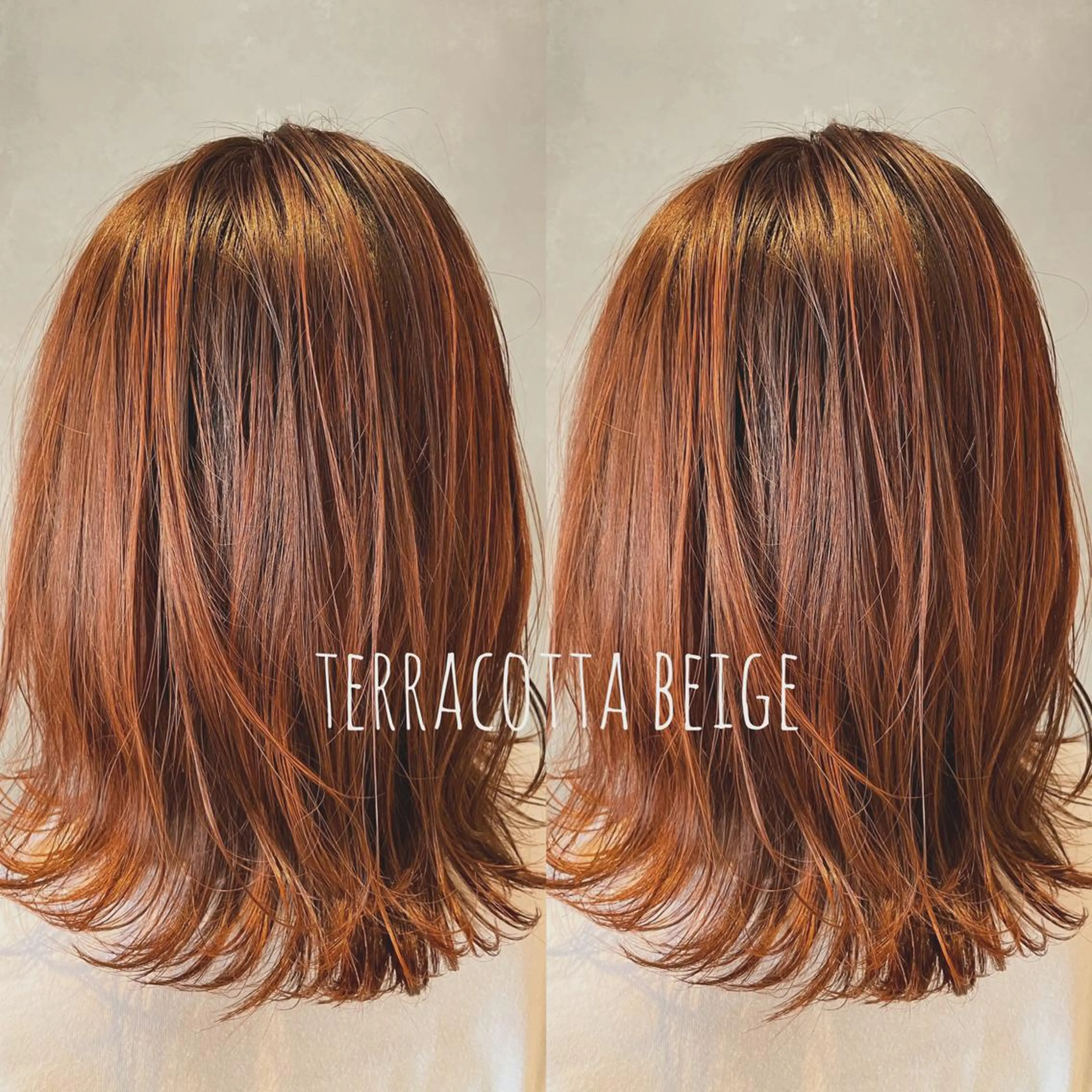 セミロング カラー ベージュカラー テラコッタ 長谷川 沙紀のヘアスタイル