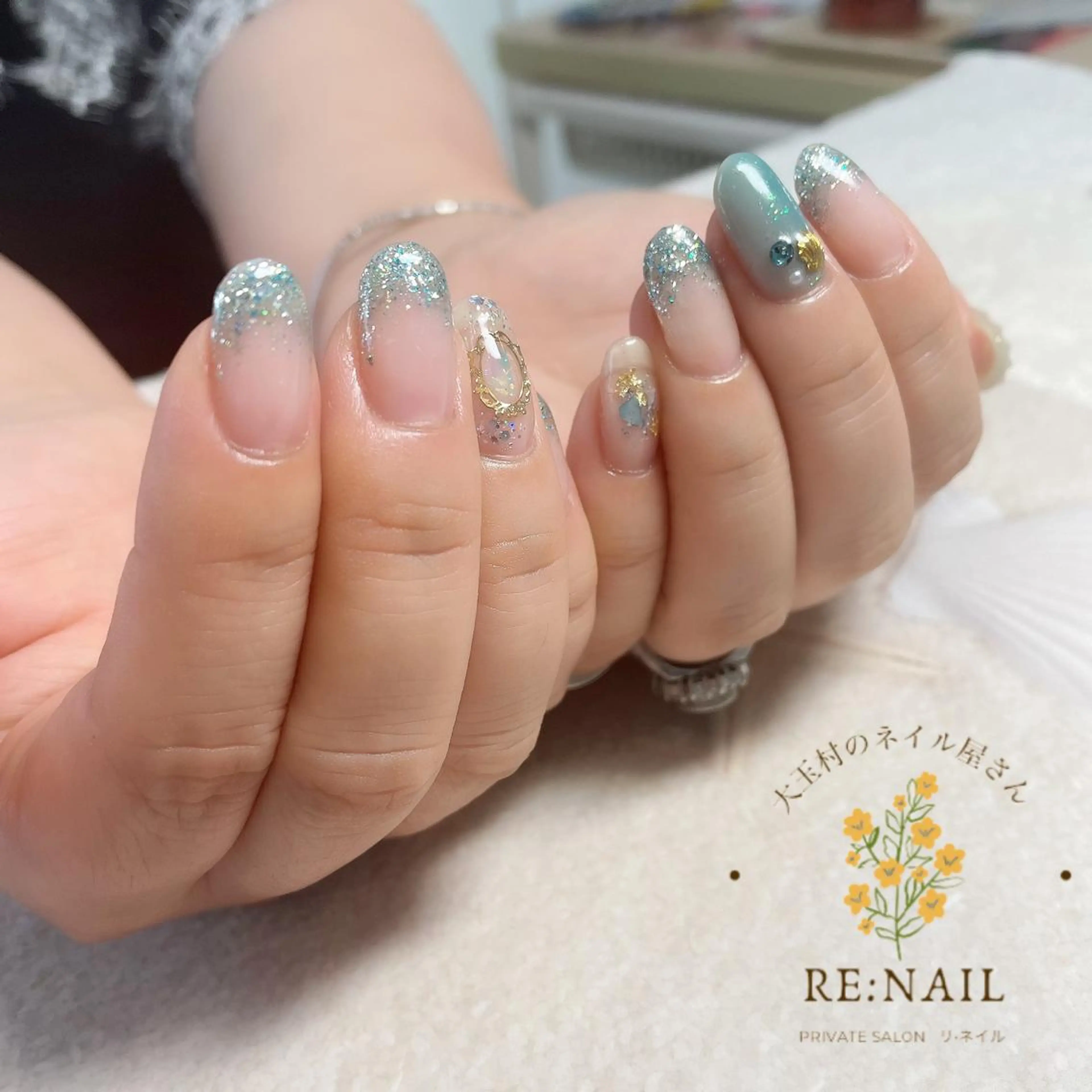 ネイル ラメ(グリッター) ラメグラデーション かんの りなのネイルデザイン