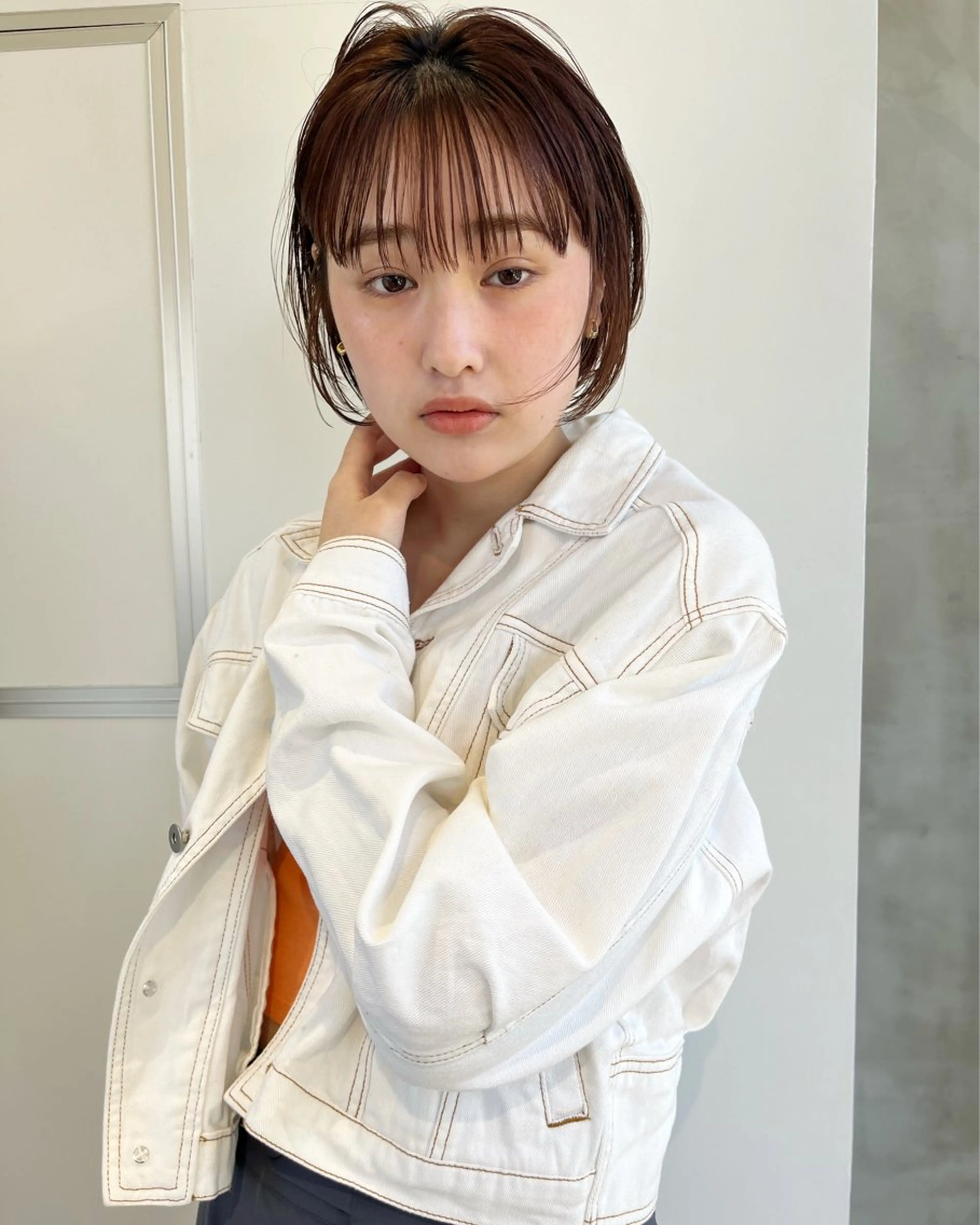 ミディアム カラー ブラウンカラー ボブ 鈴木 美紅のヘアスタイル