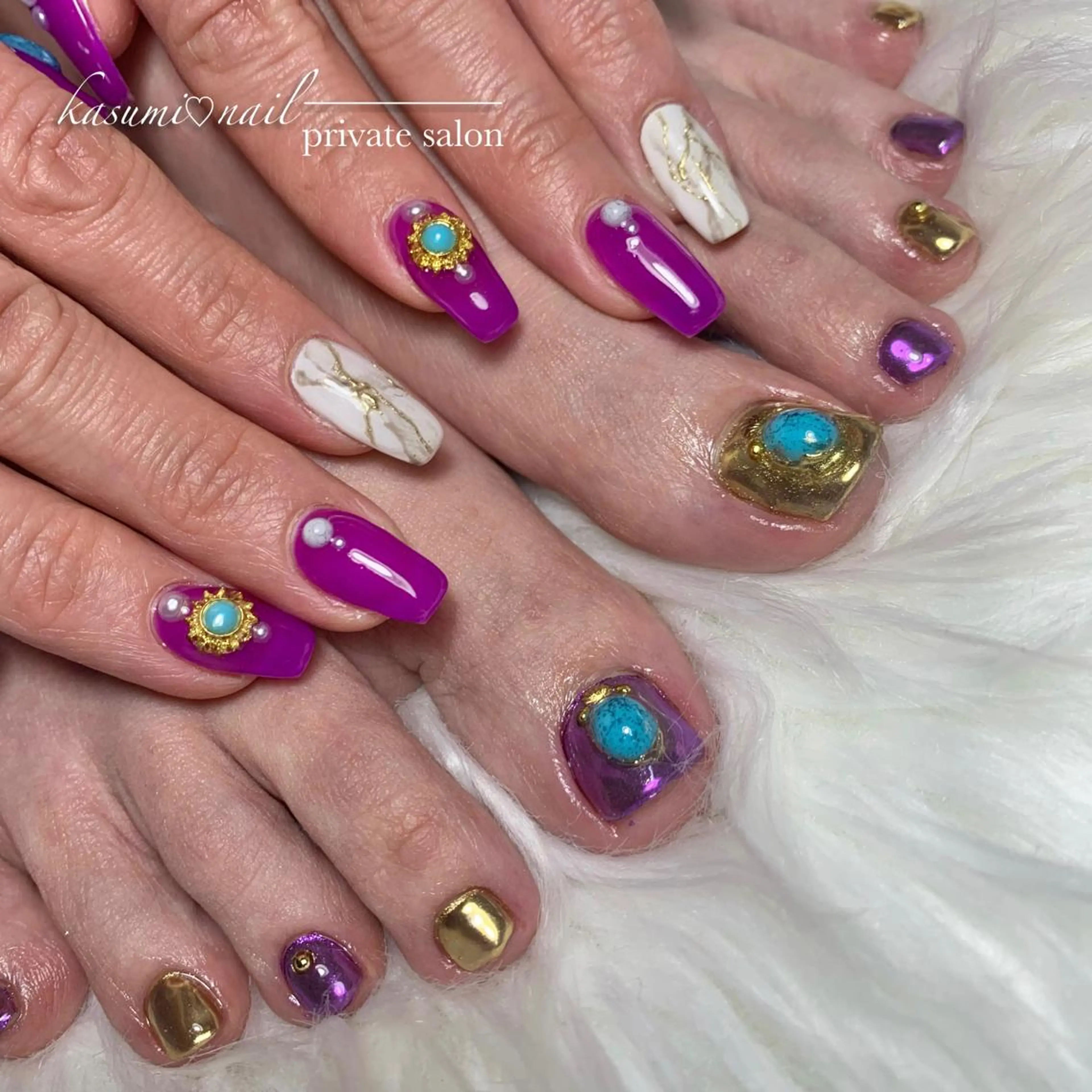 ネイル アートネイル フットネイル フレンチネイル ロングネイル マグネットネイル KASUMI♡ Nailのネイルデザイン