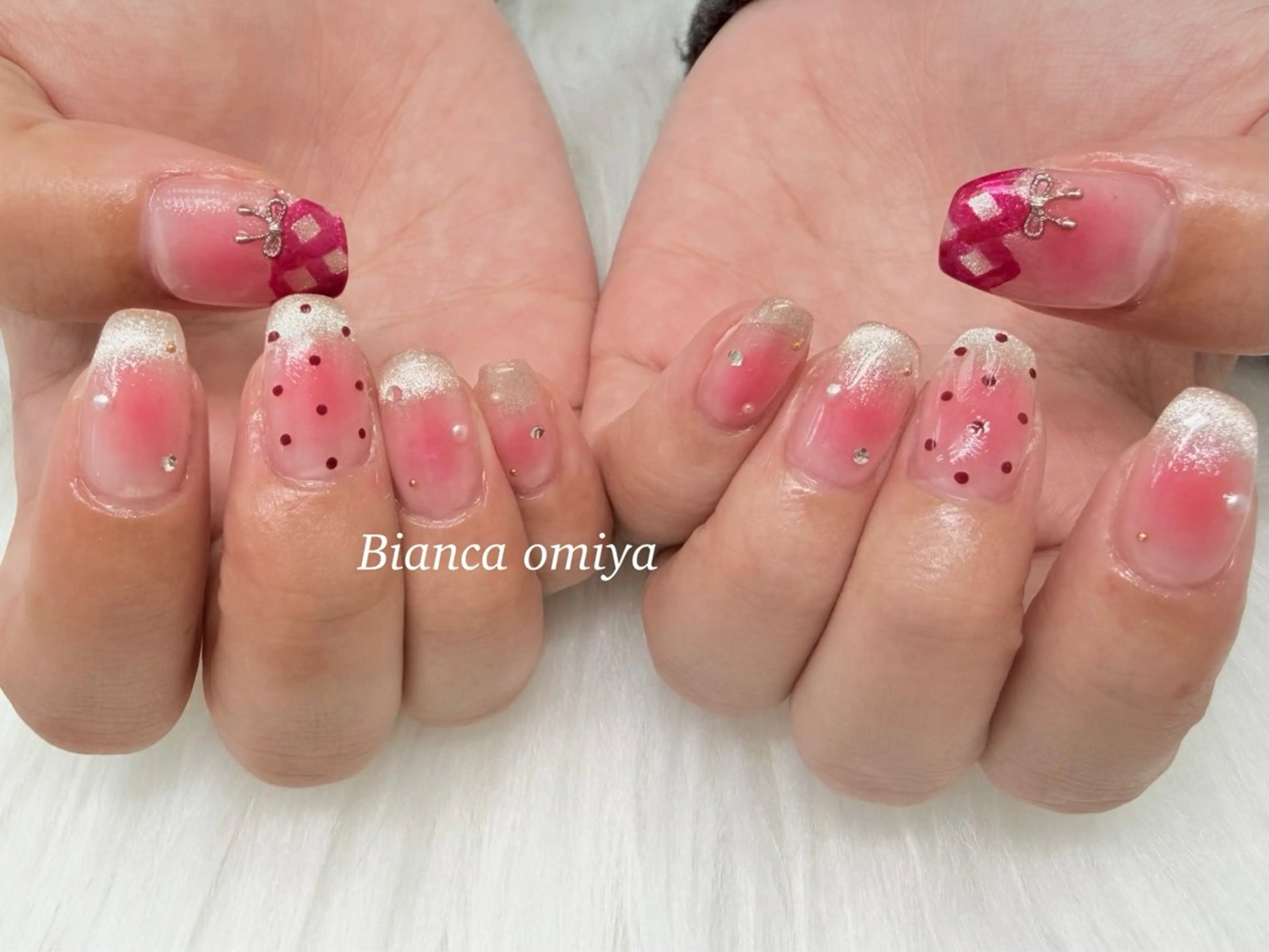 ネイル フラッシュネイル フレンチネイル ジェルネイル グラデーション マグネットネイル ハンドネイル Bianca大宮 katoᕱ⑅ᕱ゙のネイルデザイン