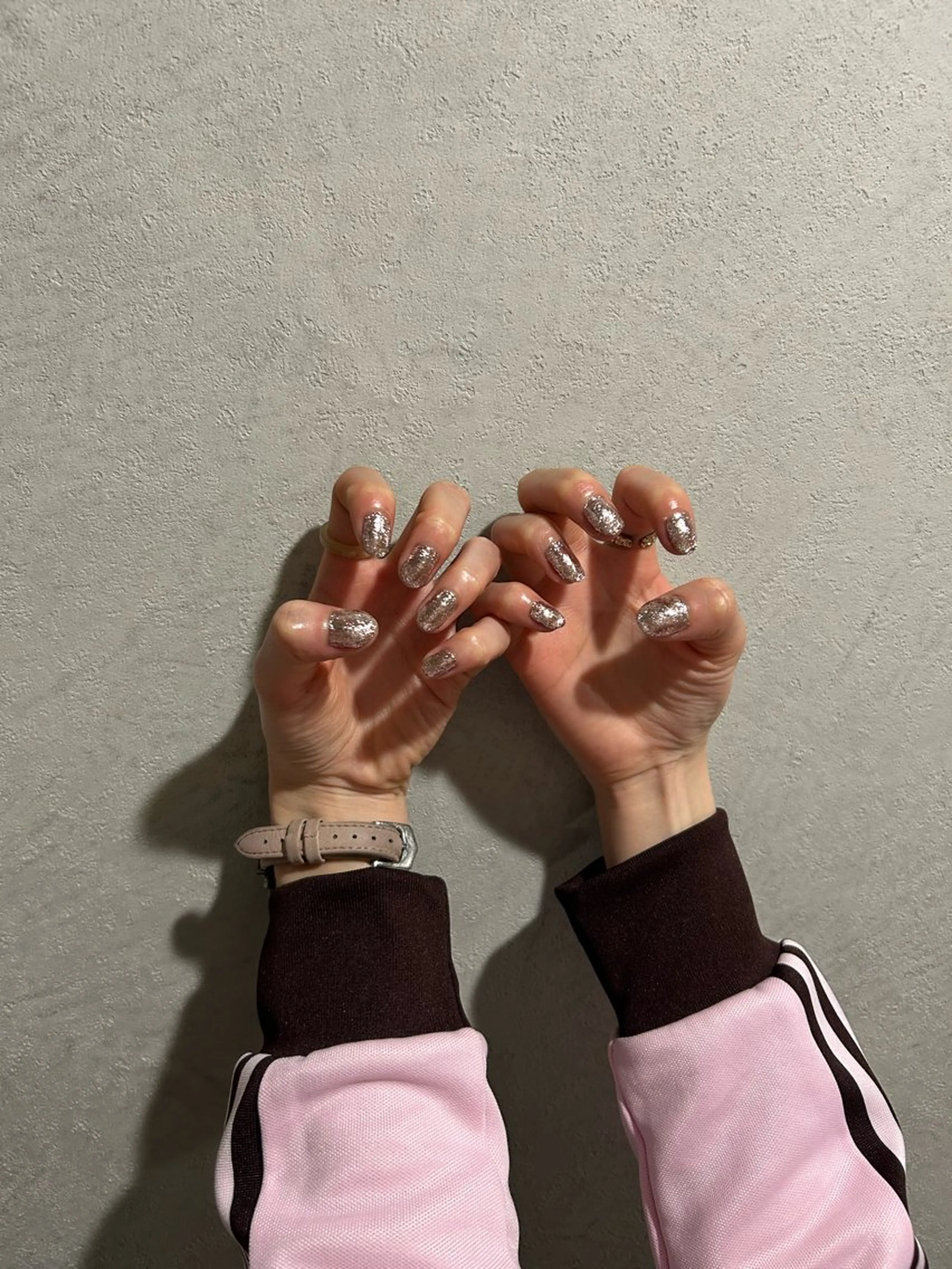 ネイル ゴールド ラメ(グリッター) ワンカラーネイル ピンク Sii  鷺沼 Rinのネイルデザイン