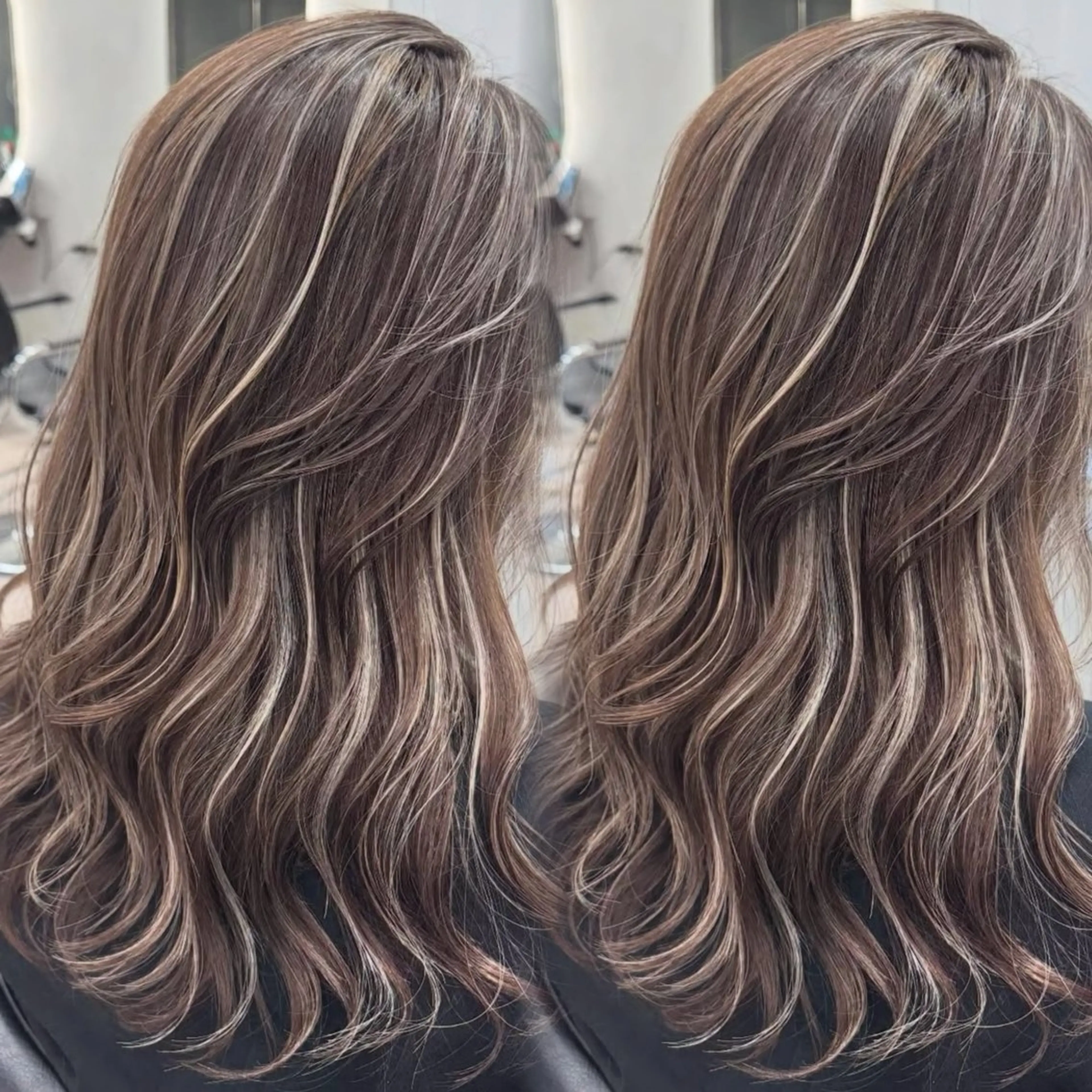 ロング カラー ベージュカラー ハイライトカラー ハイライト ヘアカラー トリートメント 表参道/ハイライト バレイヤージュのヘアスタイル