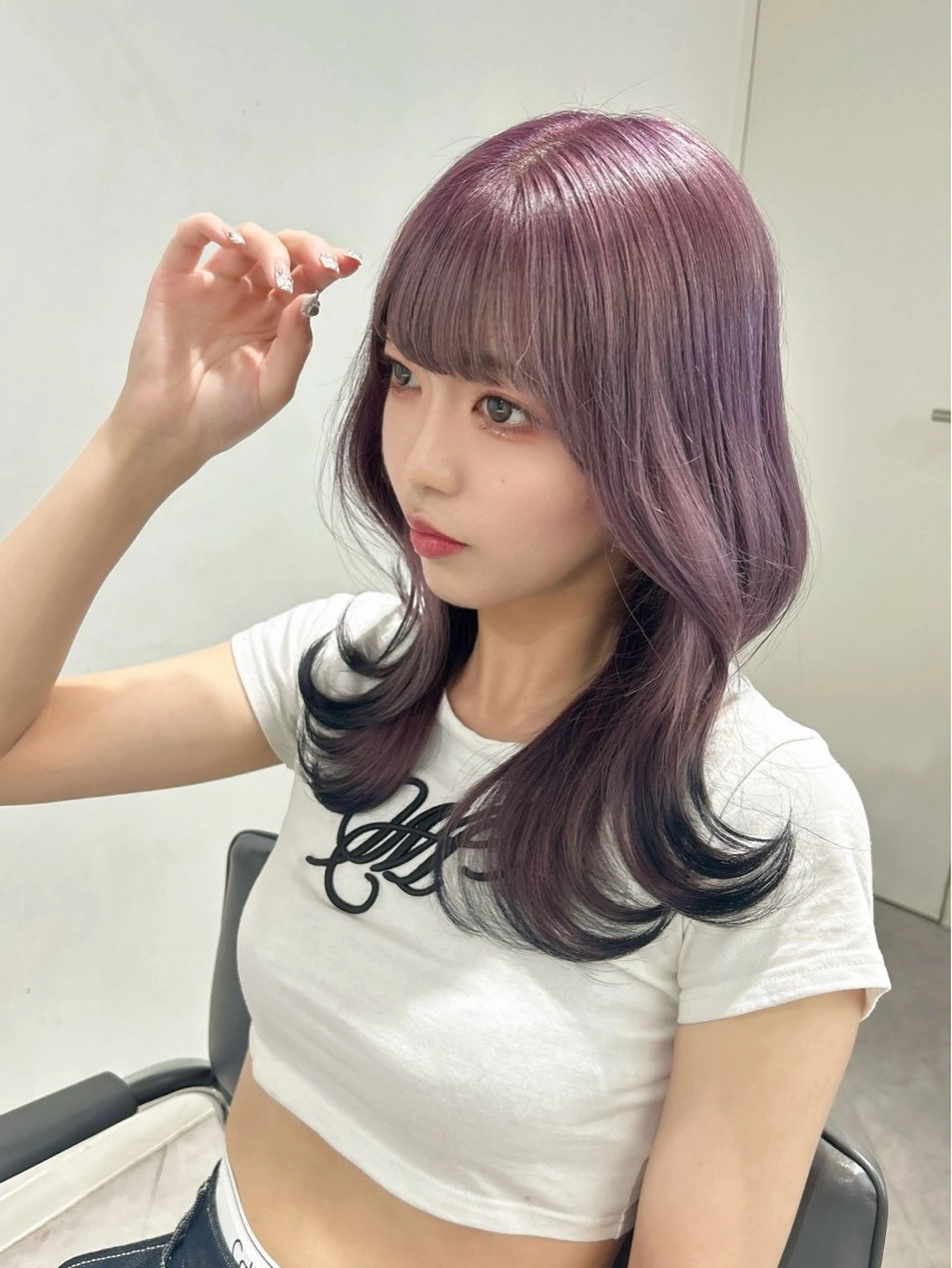 【💜艶の出る透明感クリスタルカラー💜】前髪、顔周りカット+ダブルカラー＋超音波トリートメントの写真