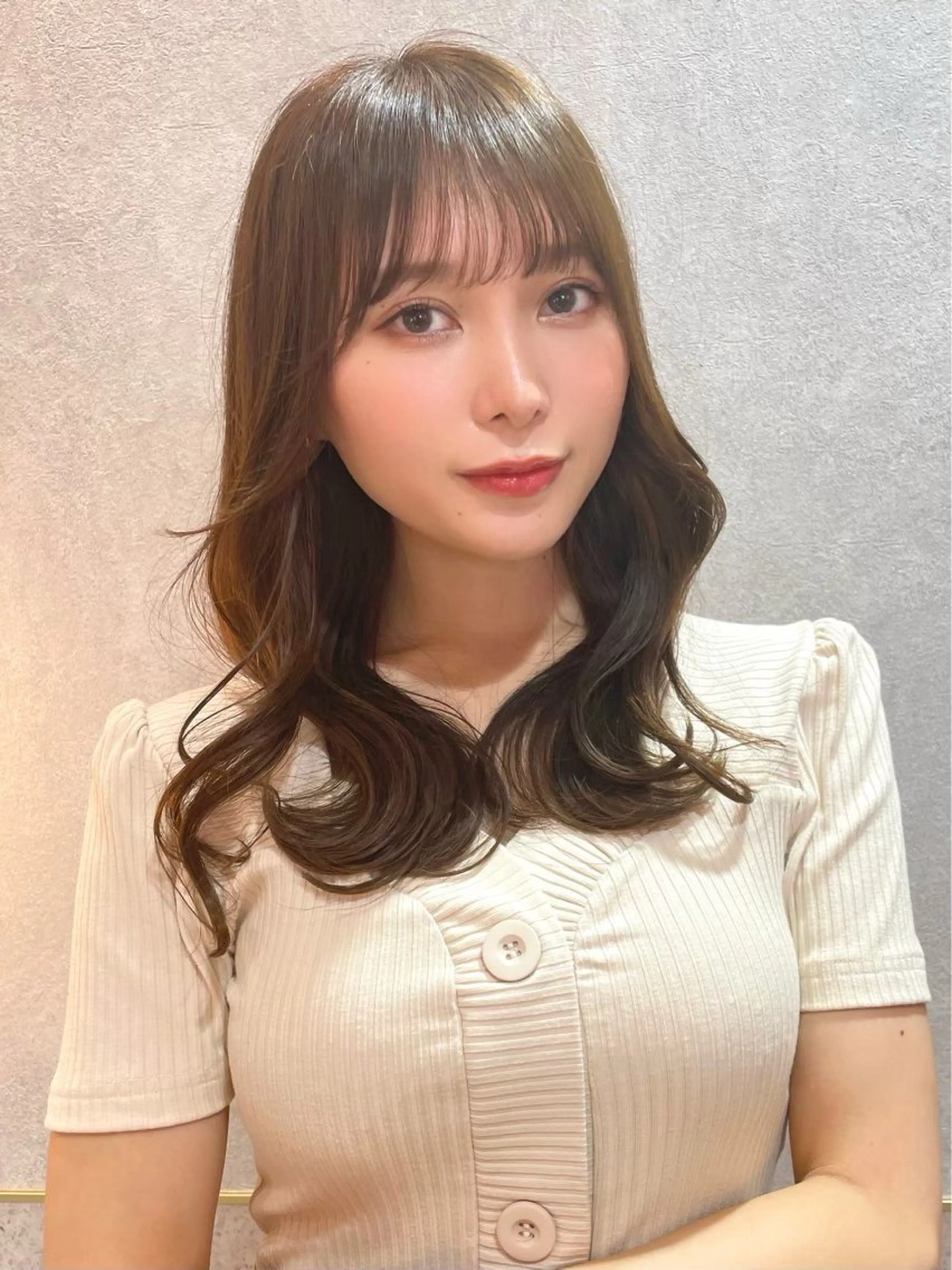 セミロング カット ヘアカラー トリートメント 新宿/韓国レイヤー/ 顔周りカット松本美晴のヘアスタイル