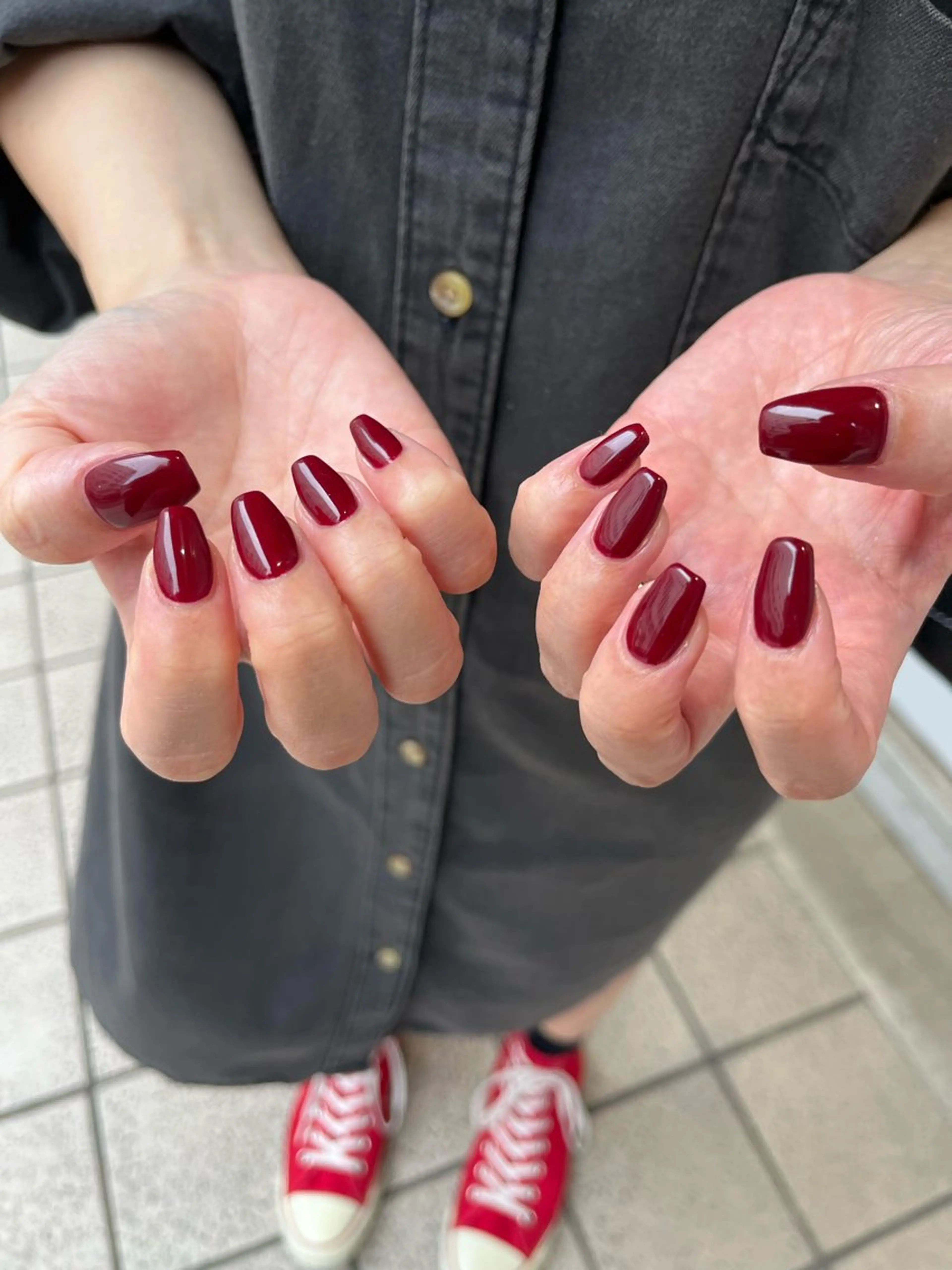 ネイル ワンカラーネイル スクエアネイル ハンドネイル MUKUTOU nail 　YUKIのネイルデザイン