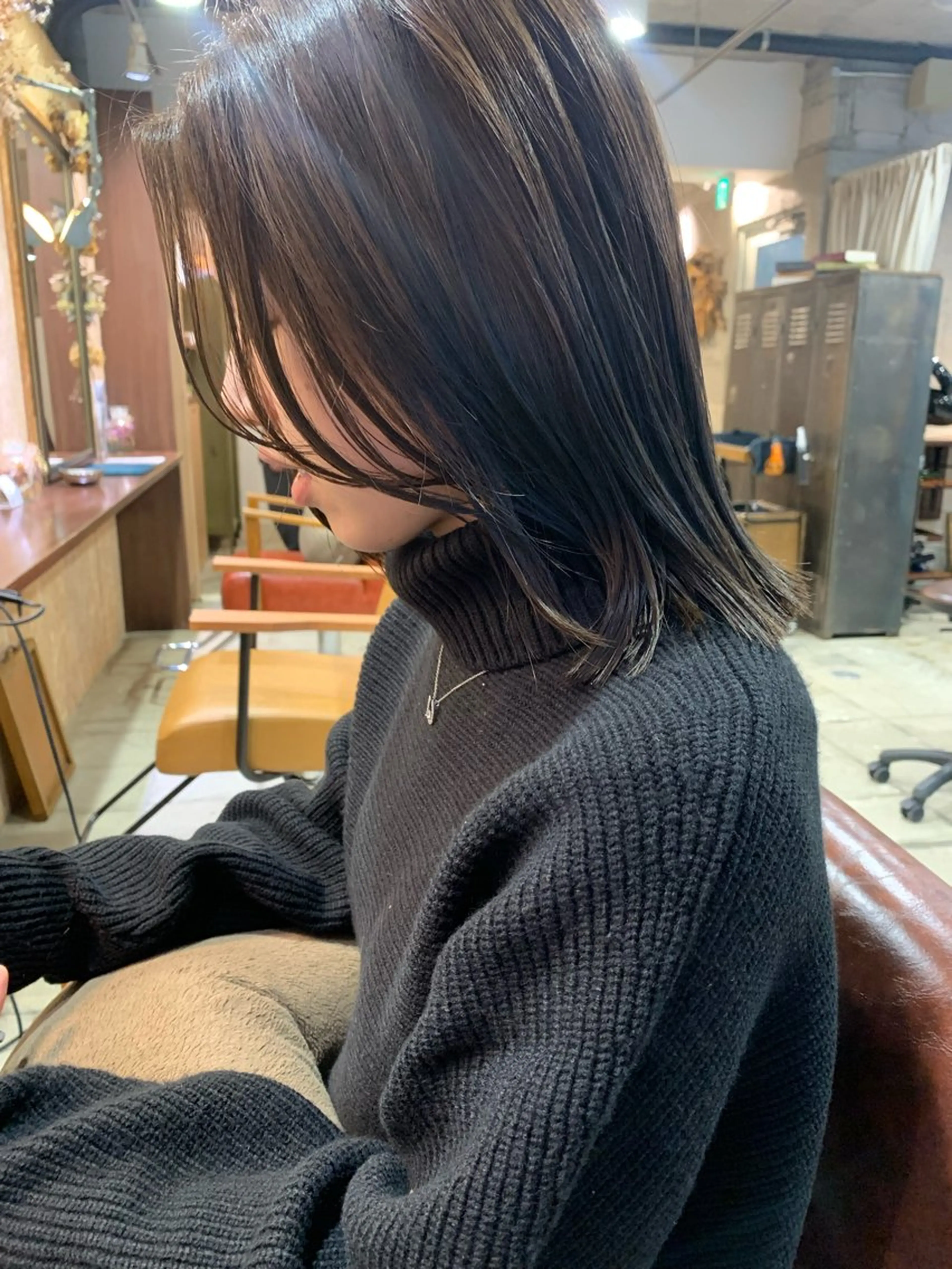 ミディアム カラー カット ヘアカラー 縮毛矯正 落合 妙佳のヘアスタイル