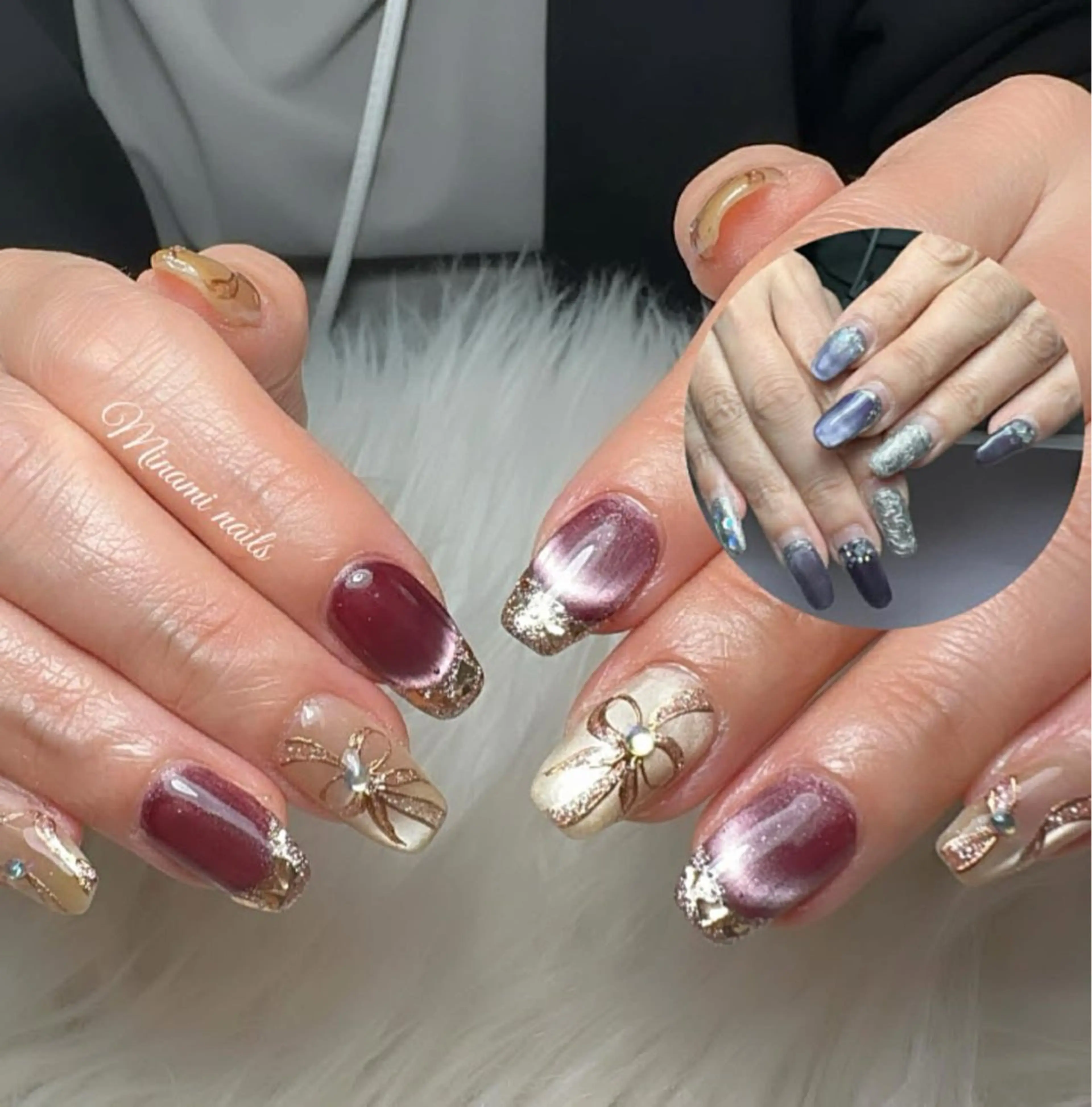 ネイル アートネイル オーロラネイル ガーリー キラキラネイル 韓国ネイル ハンドネイル Minami Nailsのネイルデザイン