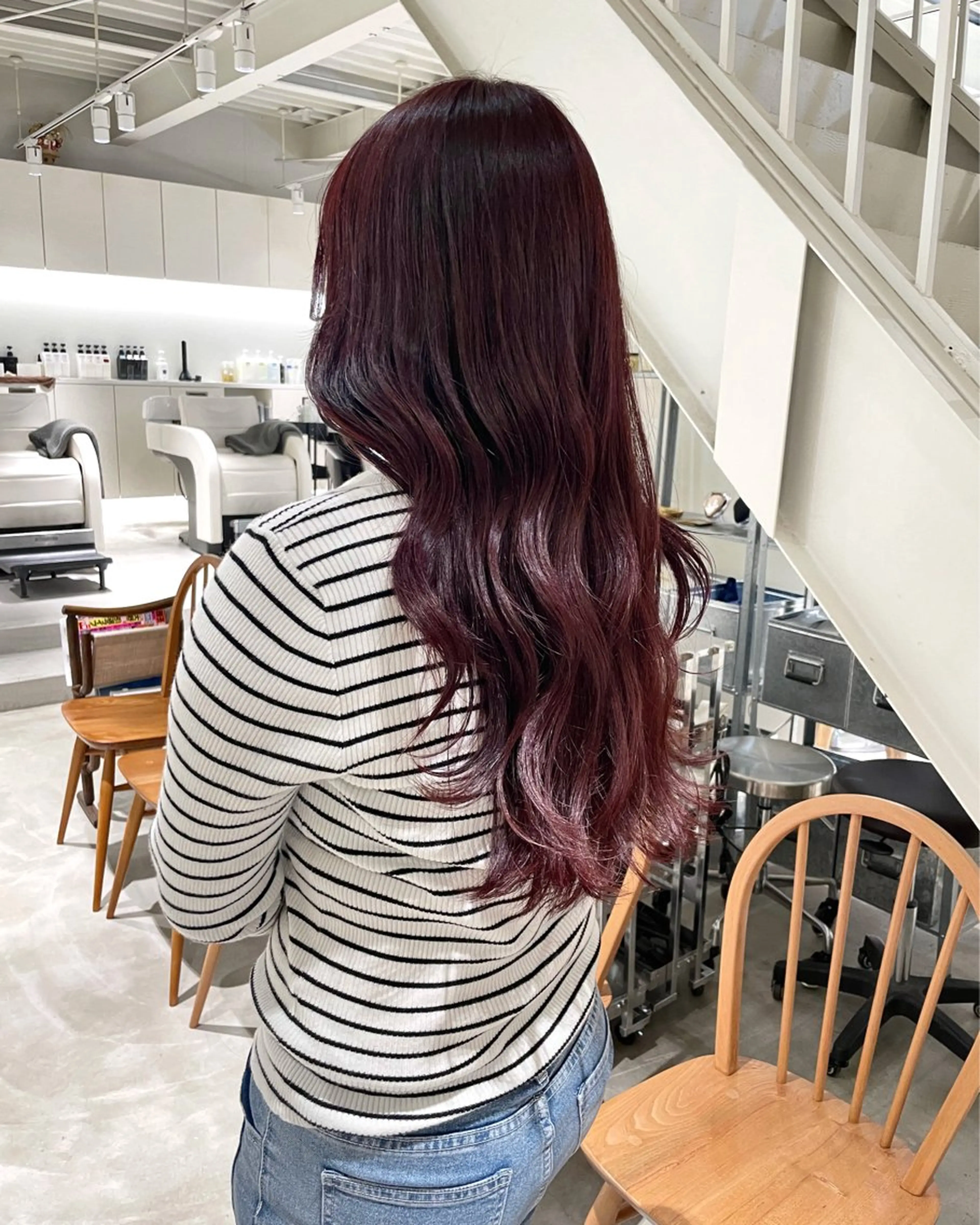 ロング カラー ヘアカラー 林 千聖のヘアスタイル