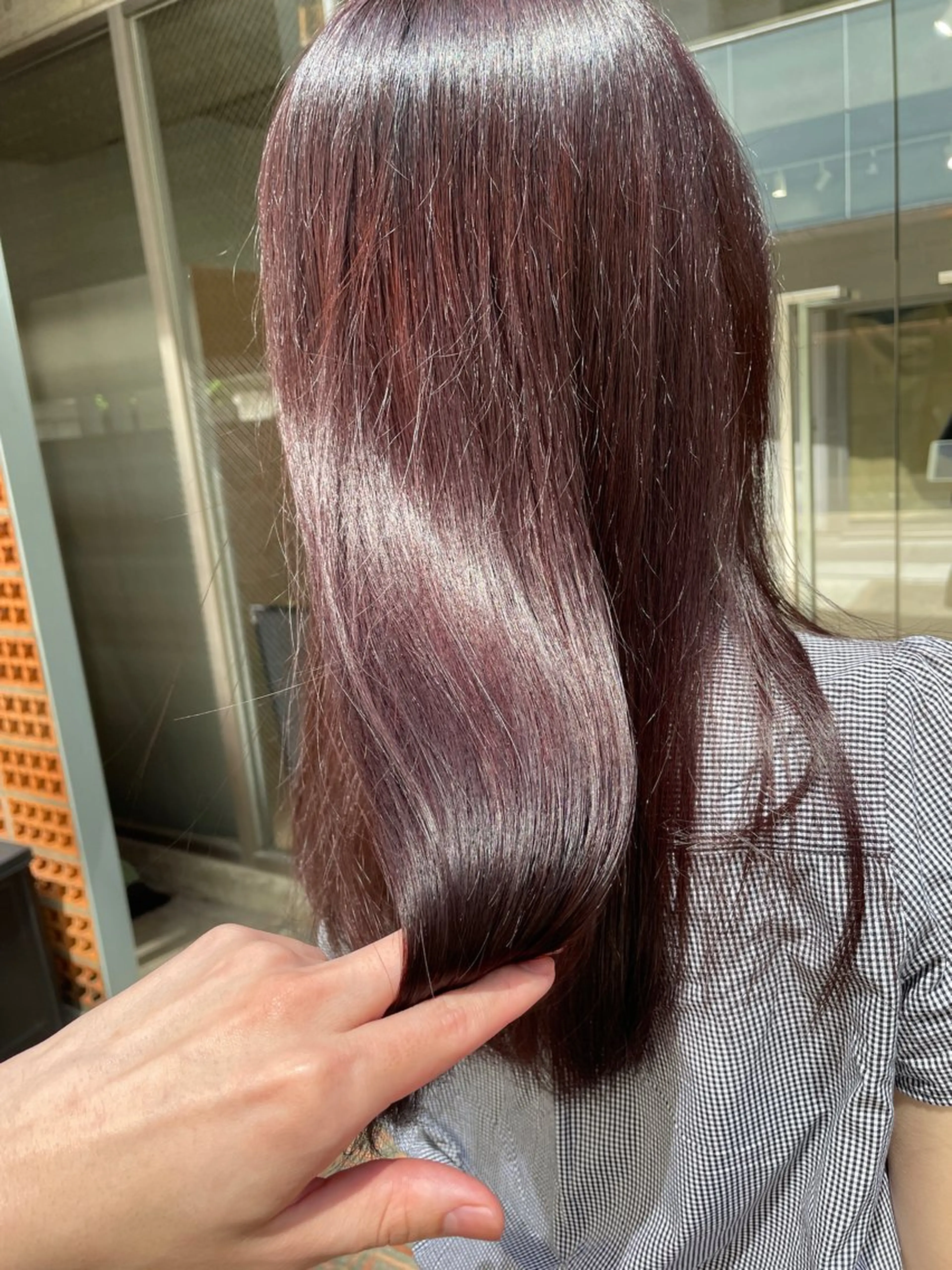 ミディアム カラー ブラウンカラー レッドカラー レッドブラウン 吉田一輝 外国人パーマのヘアスタイル