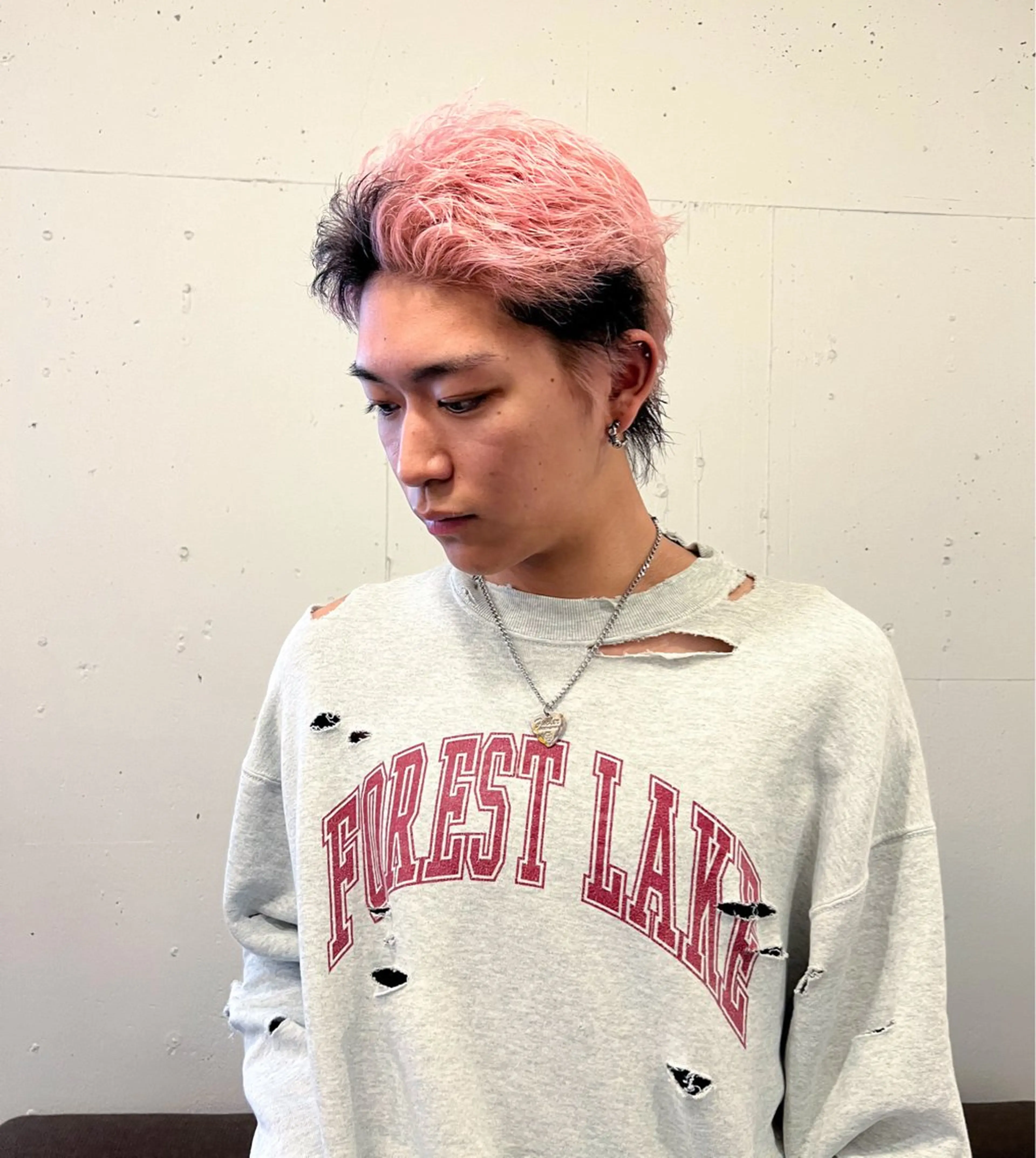 ショート カラー メンズ 黒髪 デザインカラー ピンクカラー ヘアカラー 暖色カラー/ブリーチ /名古屋/かのんのヘアスタイル