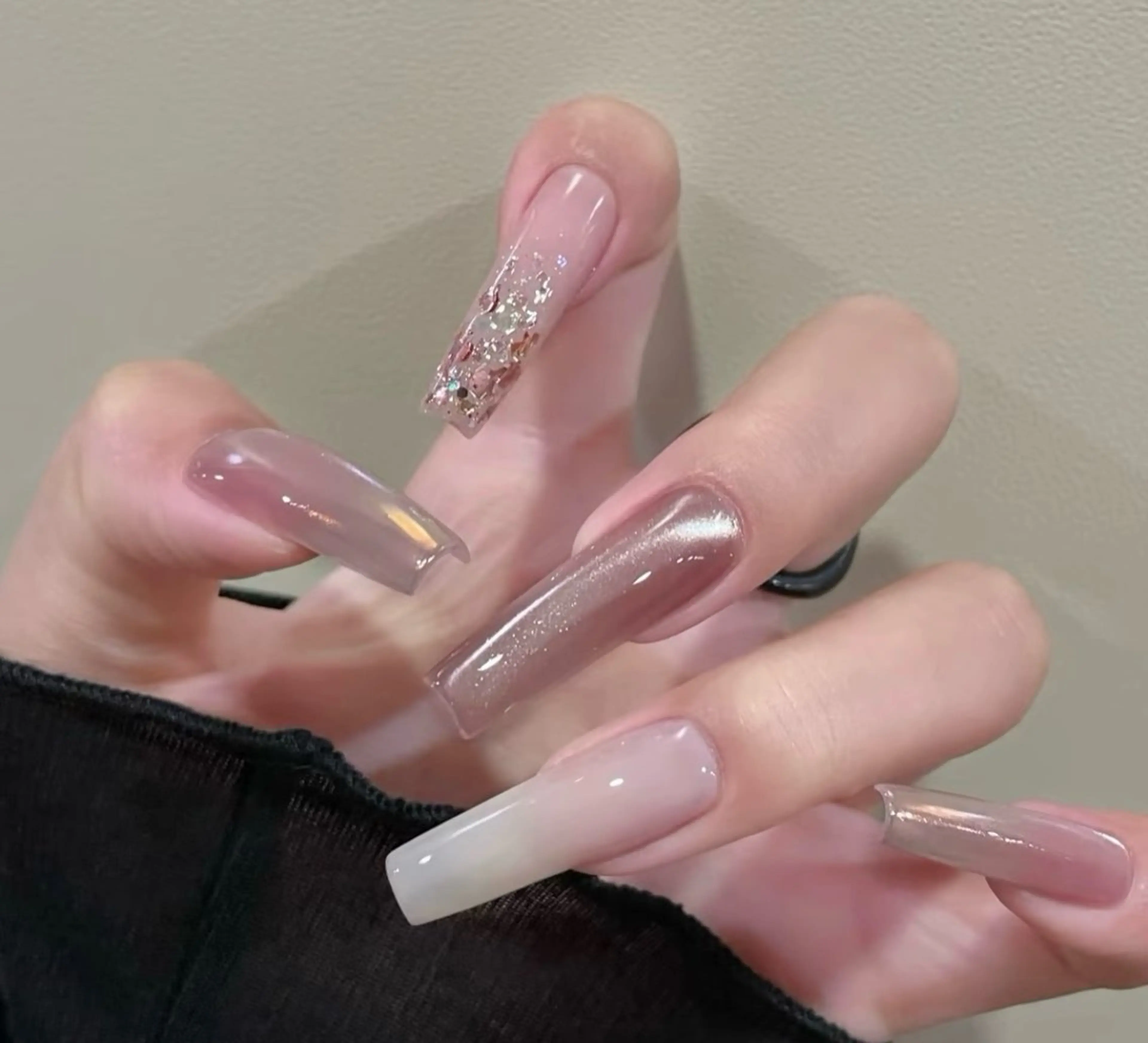 ネイル チークネイル 長さ出し フレンチネイル ガーリー 韓国ネイル sun nail池袋 モデル募集のネイルデザイン