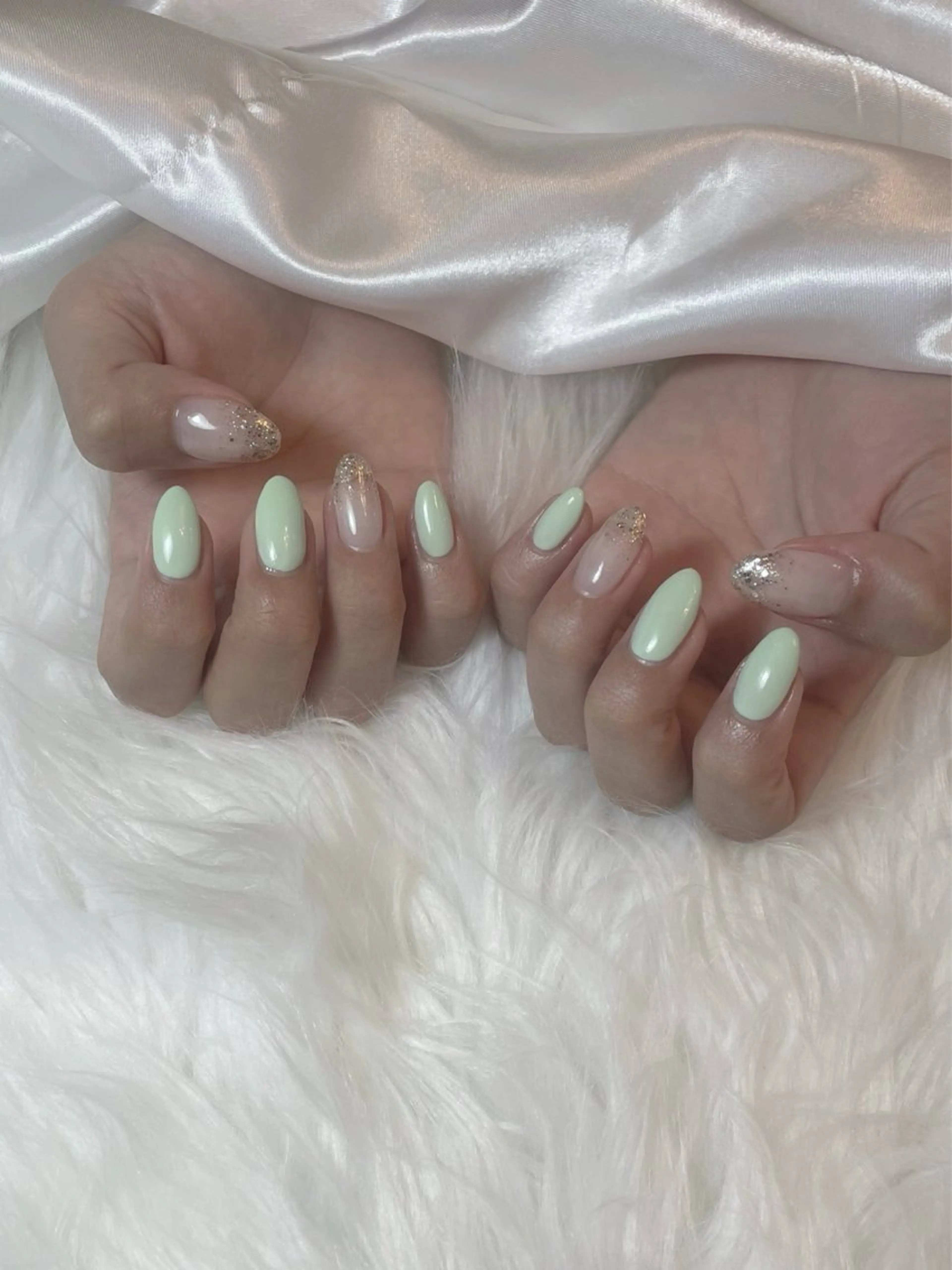 ネイル ブルー フレンチネイル キラキラネイル マグネットネイル ワンカラーネイル ハンドネイル timtam --sakiのネイルデザイン