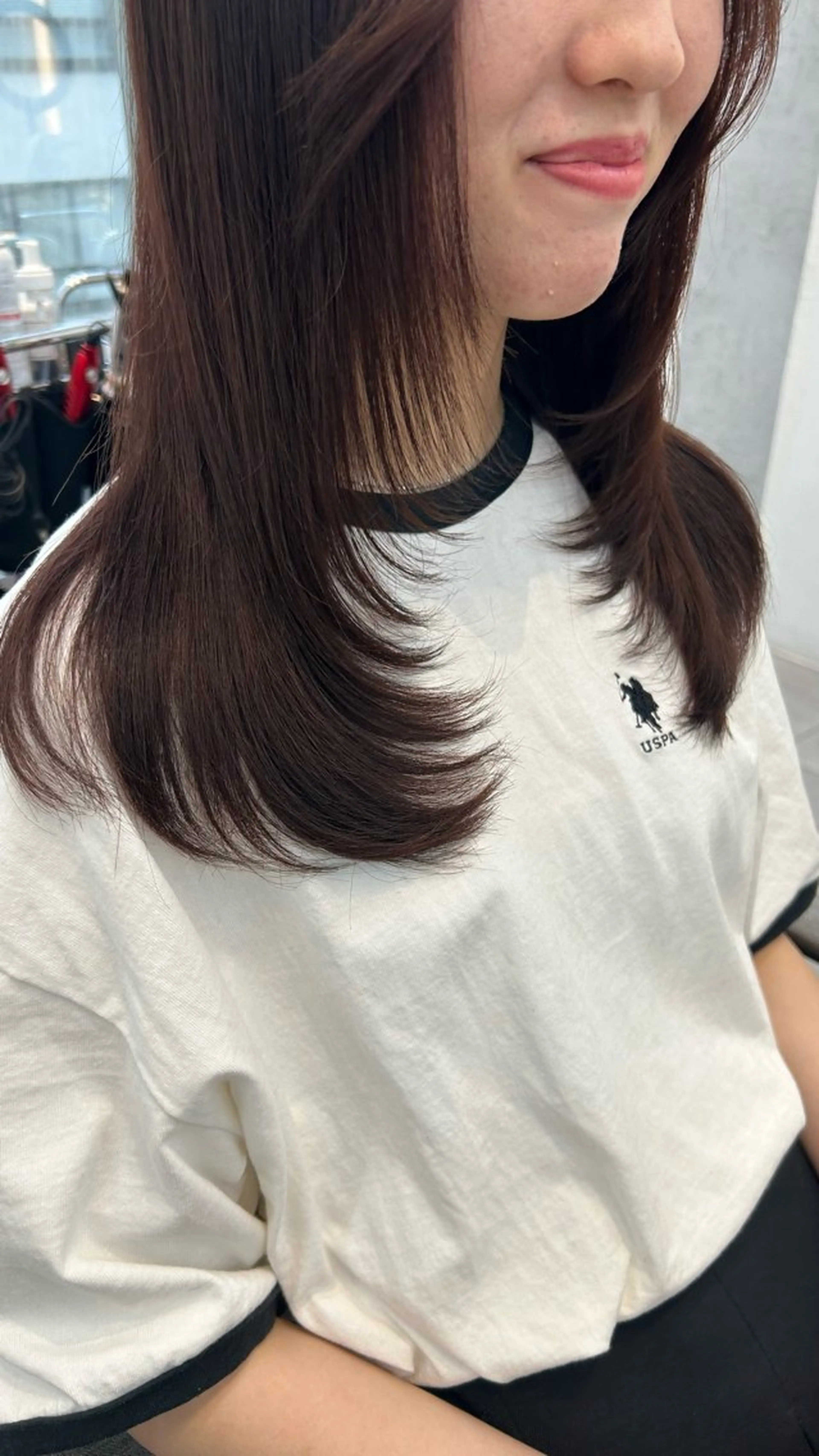 セミロング カット nok所属・レイヤー/ベージュ/ どますず🌺のヘアスタイル