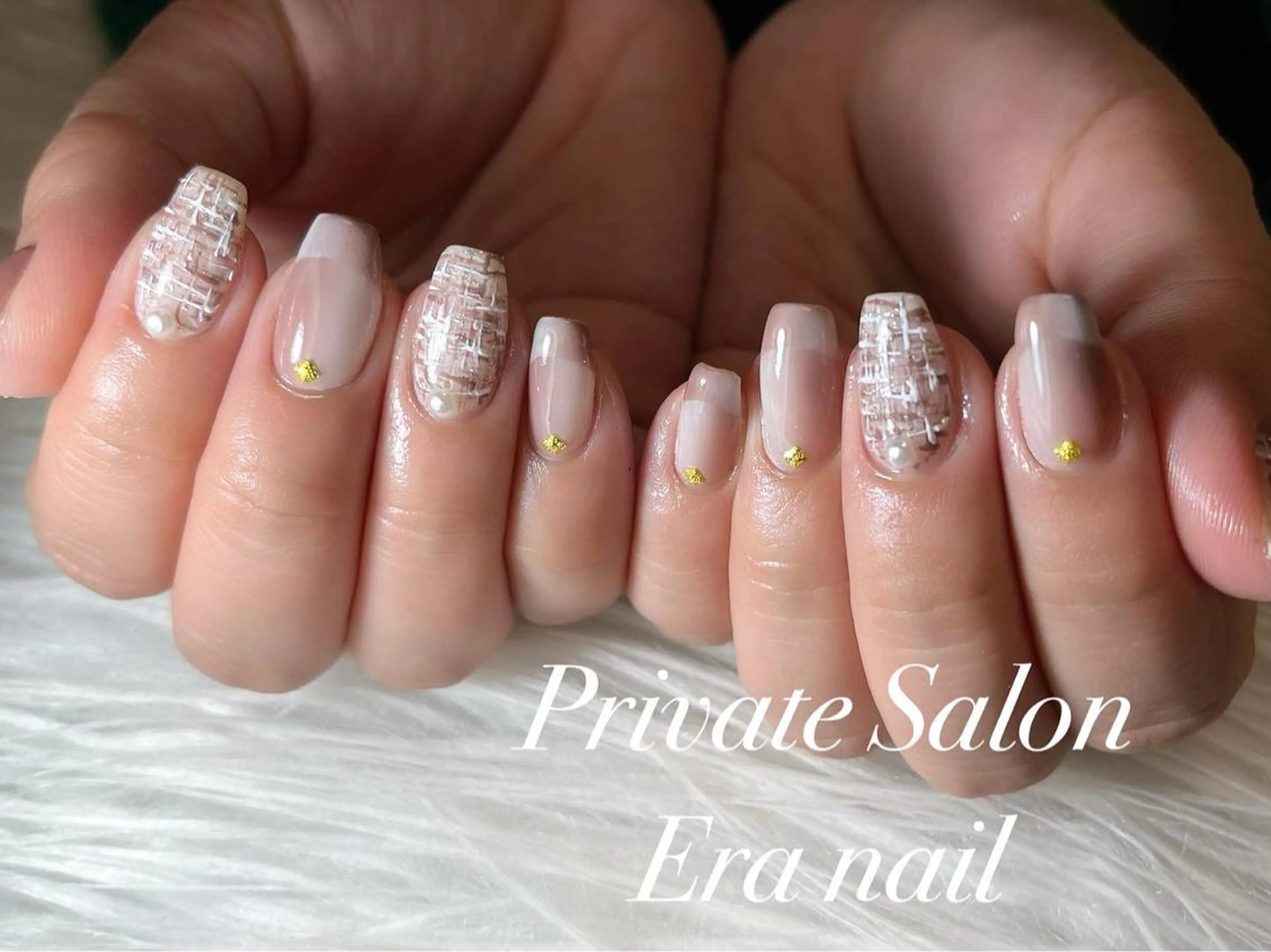 ネイル フレンチネイル オンブレフレンチ ツイードネイル Era nailのネイルデザイン