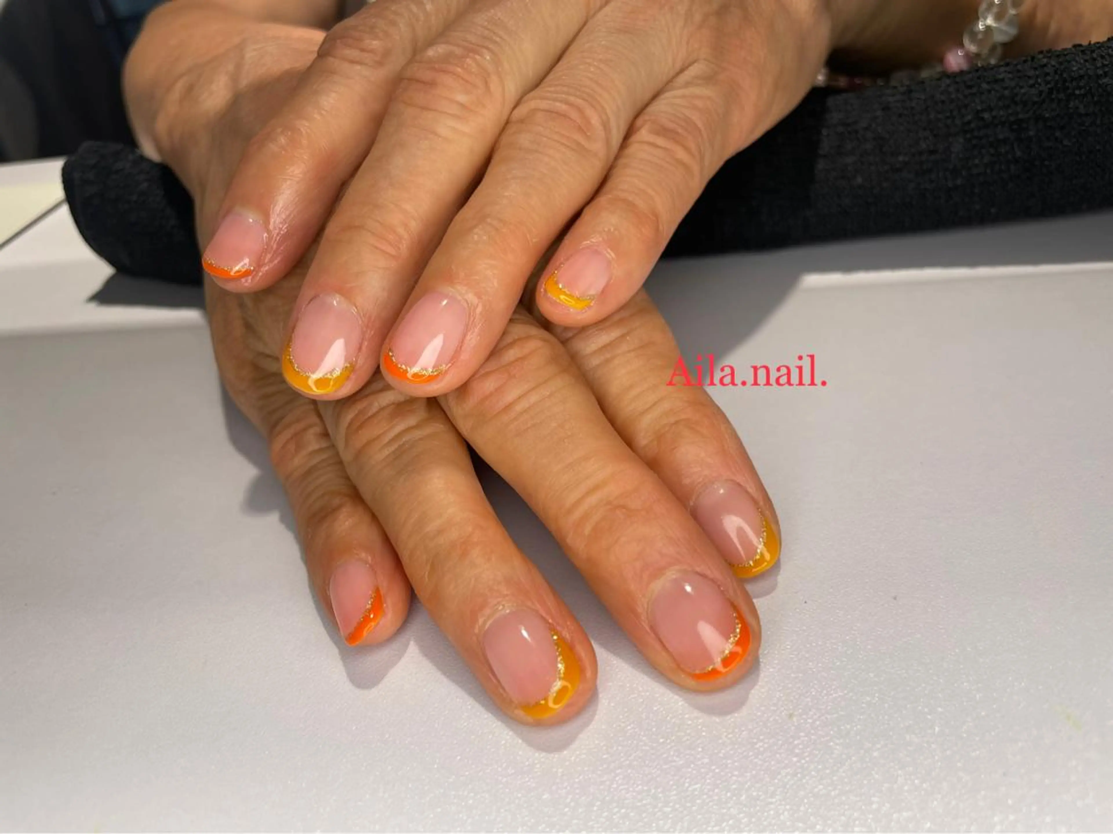 ネイル フレンチネイル ラメ(グリッター) HAIR MAKE Aila所属・Aila.nail _F_AYUMIのネイルデザイン