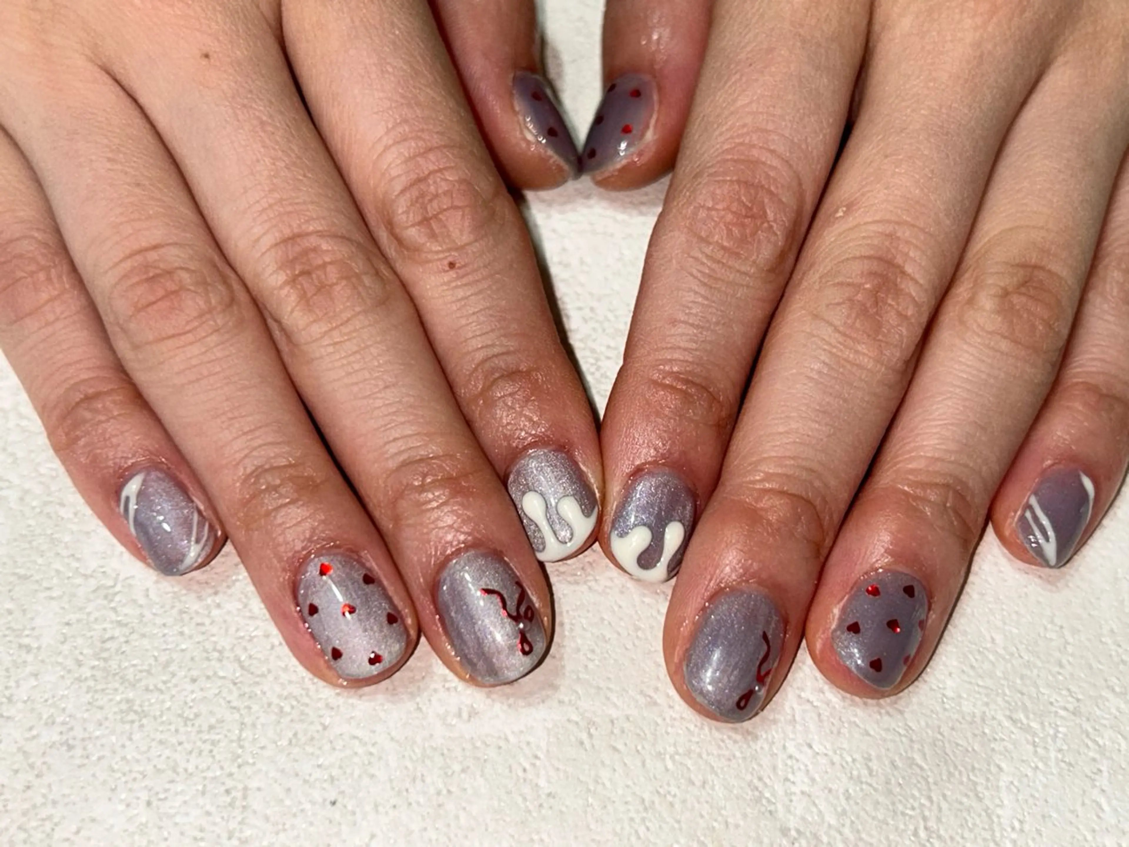 ネイル オーロラネイル フットネイル フレンチネイル ジェルネイル ハート ハンドネイル kikinail 溝の口のネイルデザイン