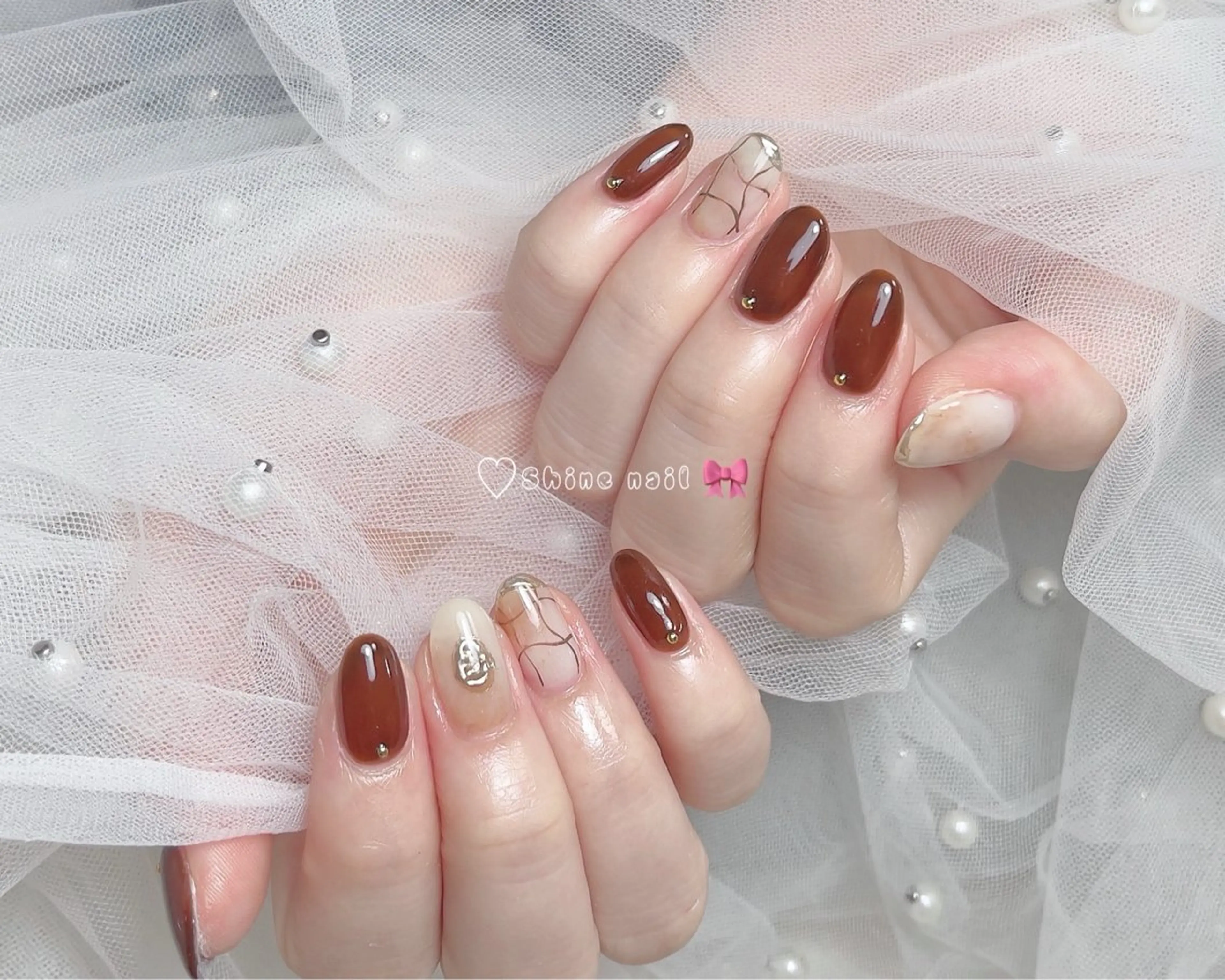 ネイル ハンドネイル 〜Shine Nail〜【サイナネイル】パラジェル／ 長さだし／持ち込み／ワンホン／フィルイン所属・shine 🎀 長さだし&デザインのネイルデザイン