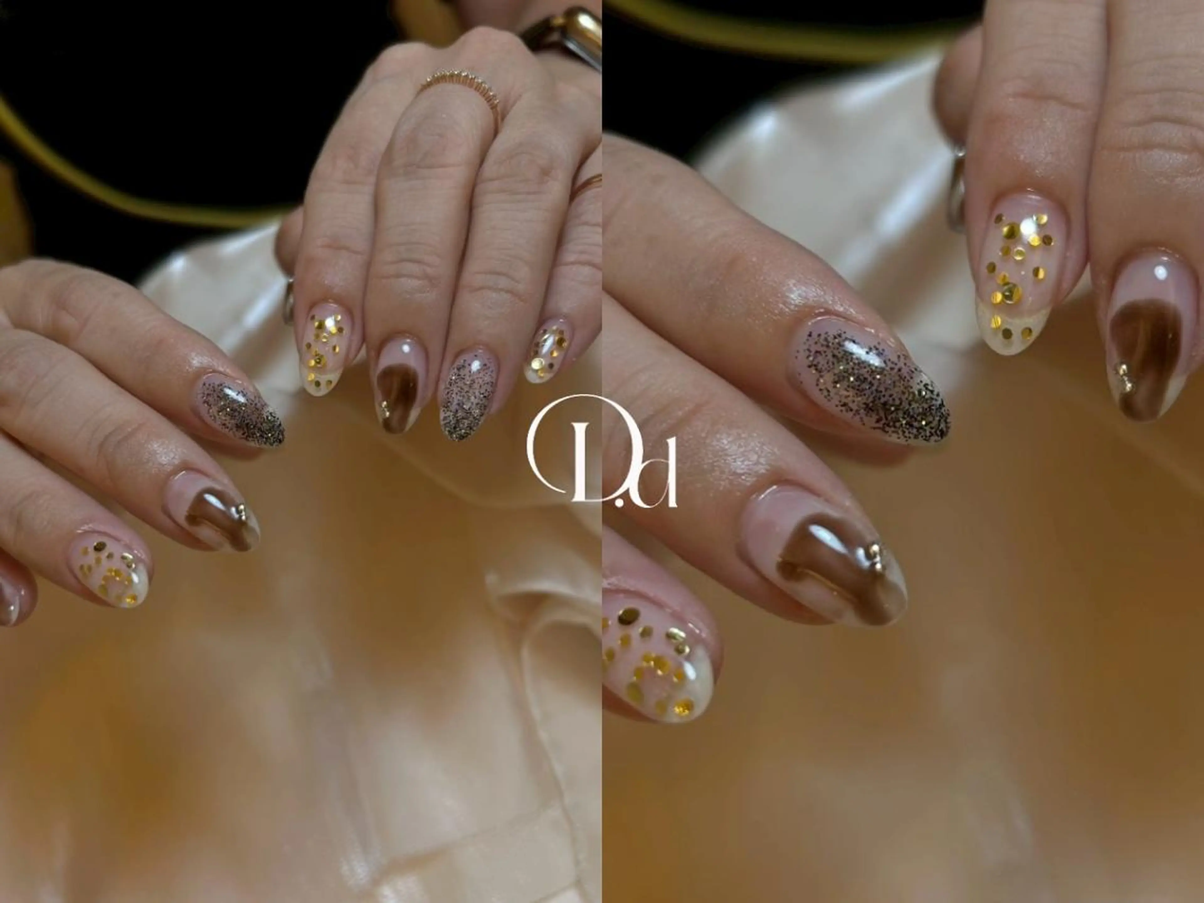 ネイル アートネイル クリアネイル ゴールド 韓国ネイル マットネイル 💕D.d nail Hideyo🌸のネイルデザイン