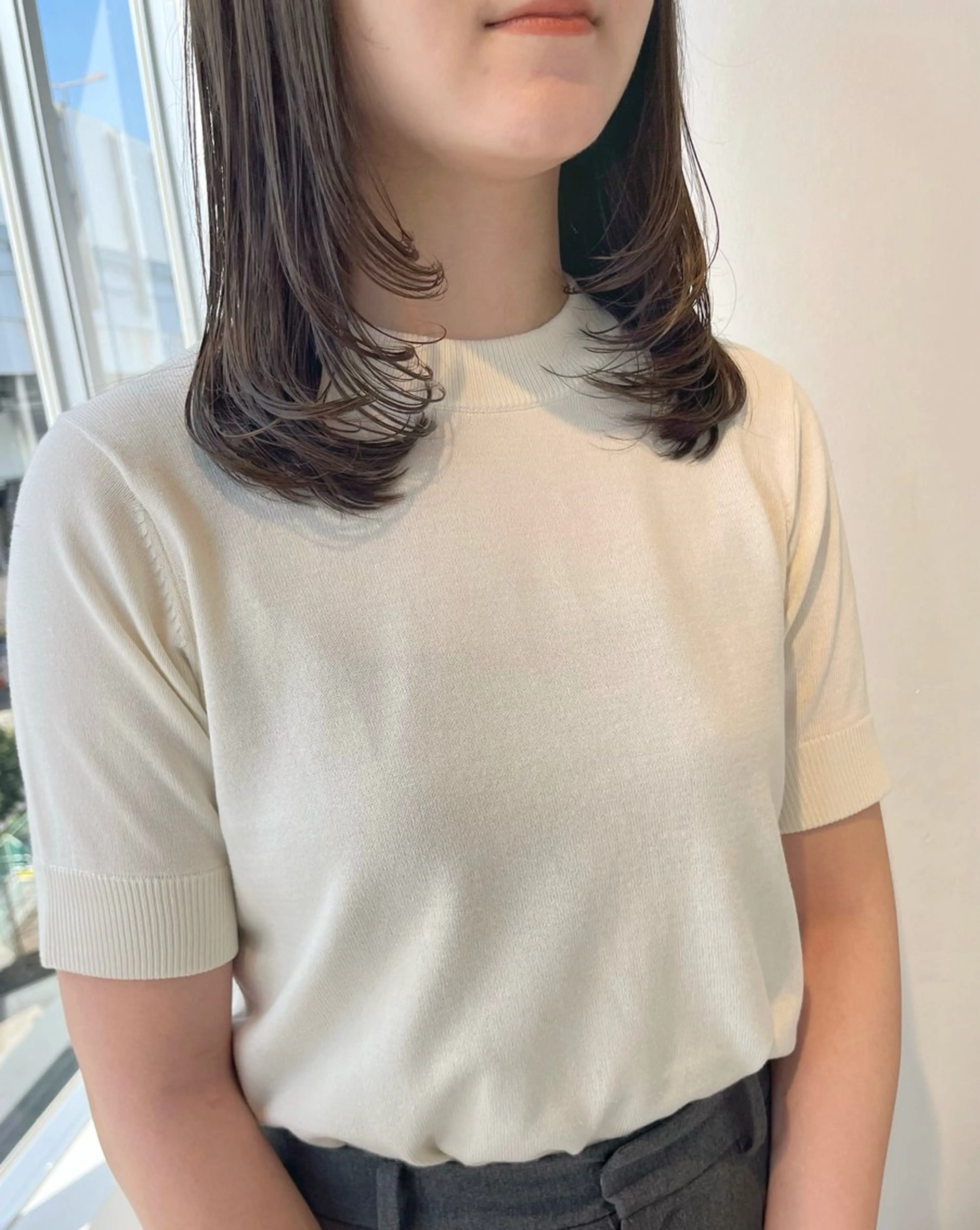 ミディアム レイヤーカット カット ヘアカラー ボブ/レイヤー/ 茉莉花のヘアスタイル